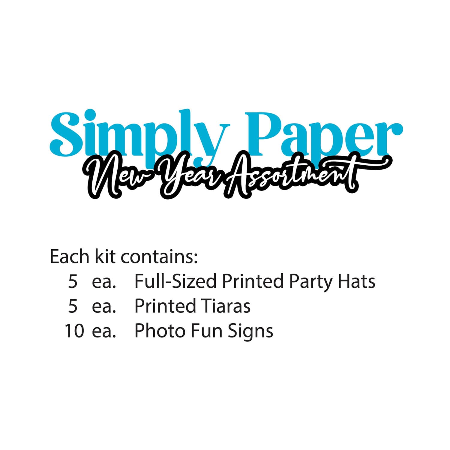 Beistle Simply Paper New Year Assortment Kit for 10