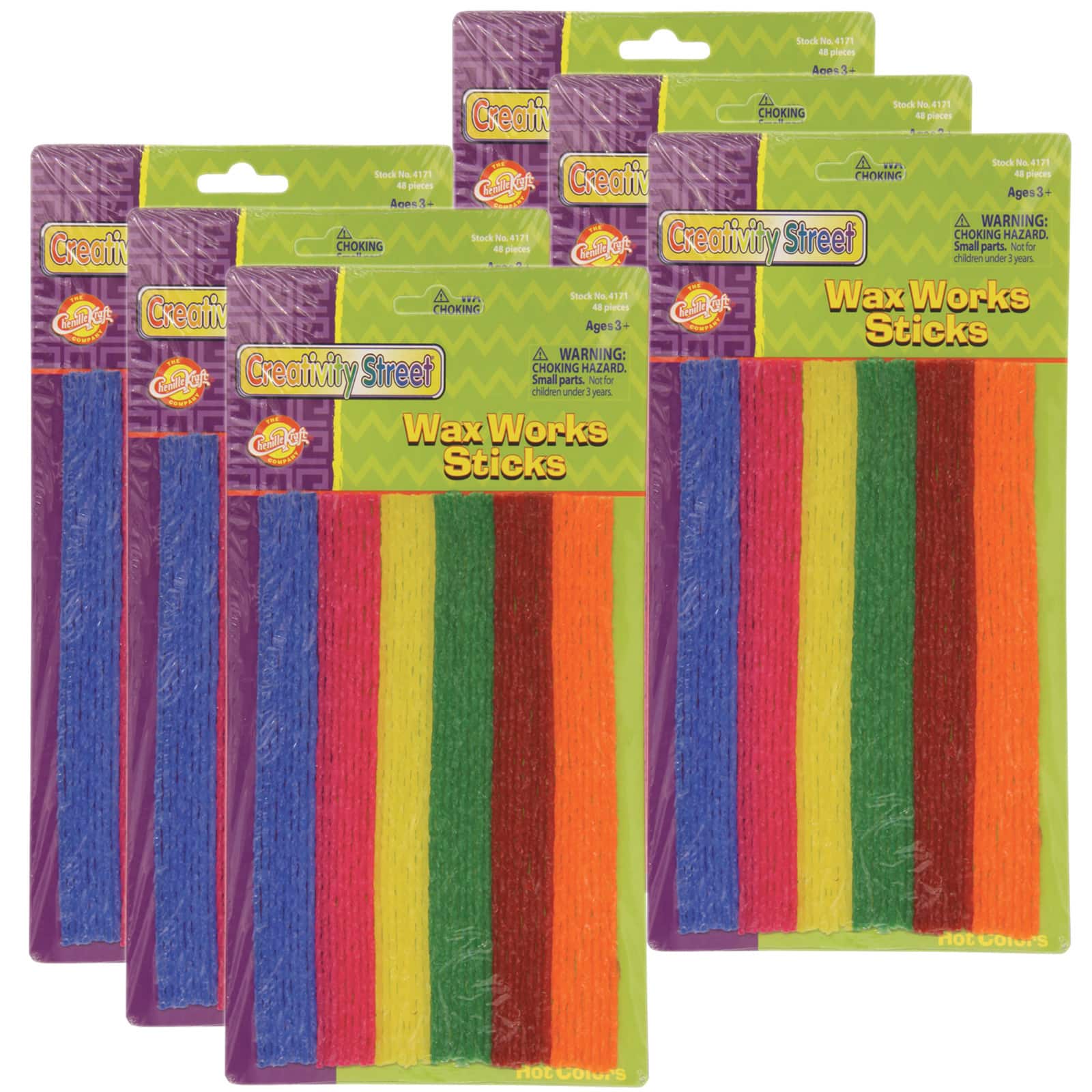 Creativity Street® Hot Colors Wax Works Sticks, 6 Packs of 48