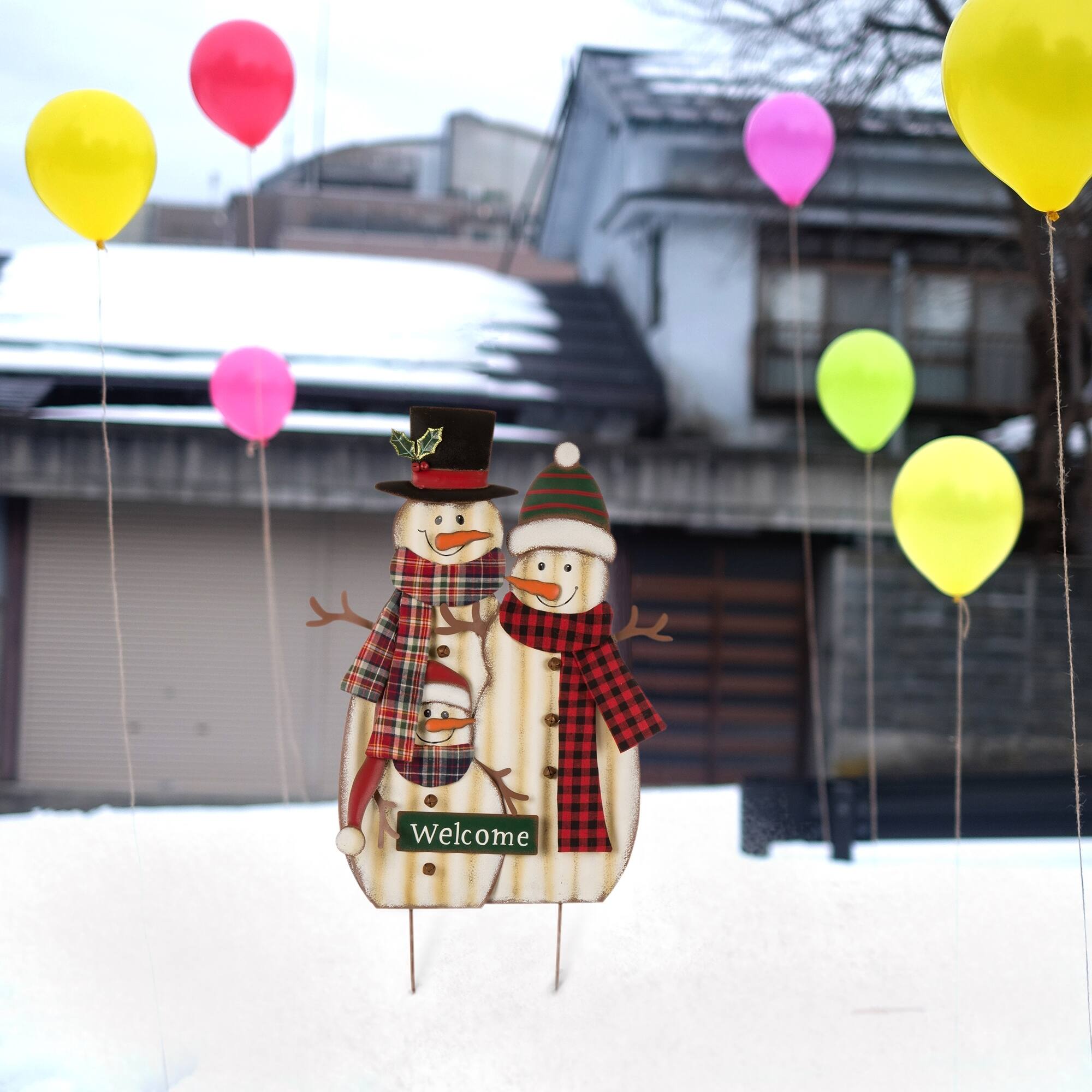 Glitzhome® 30" Metal Christmas Snowman Family Yard Stake