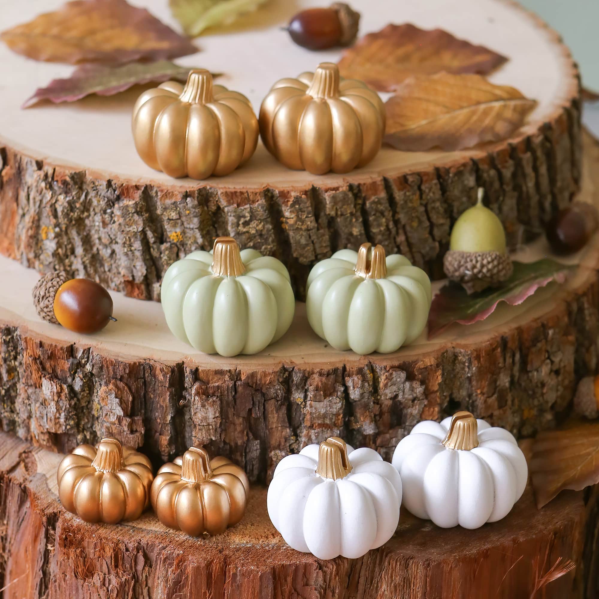 Kate Aspen® Mini Gold Pumpkin Place Card Holder Set