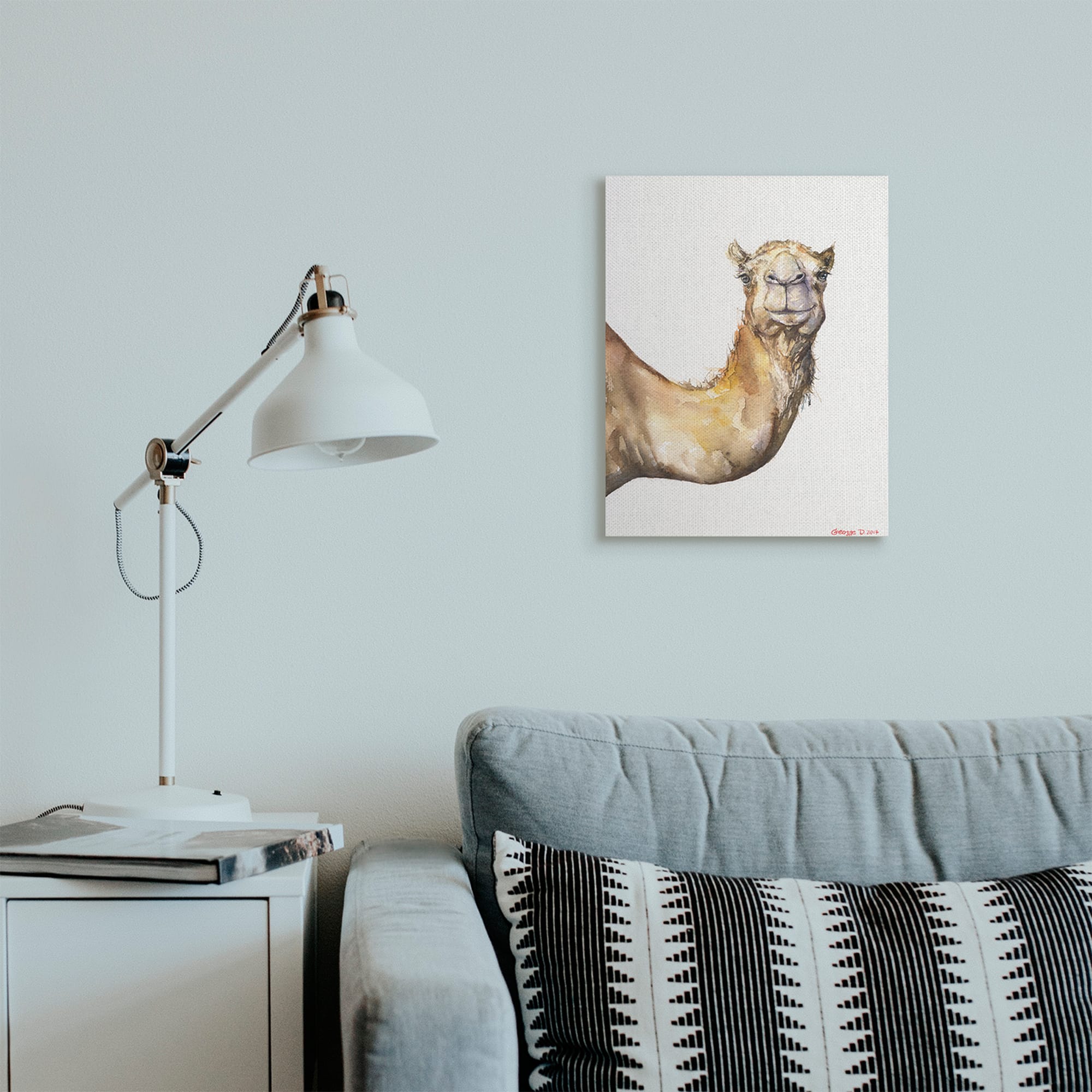 Stupell Industries Camel Side Portrait Desert Animal Tan White Canvas Wall Art