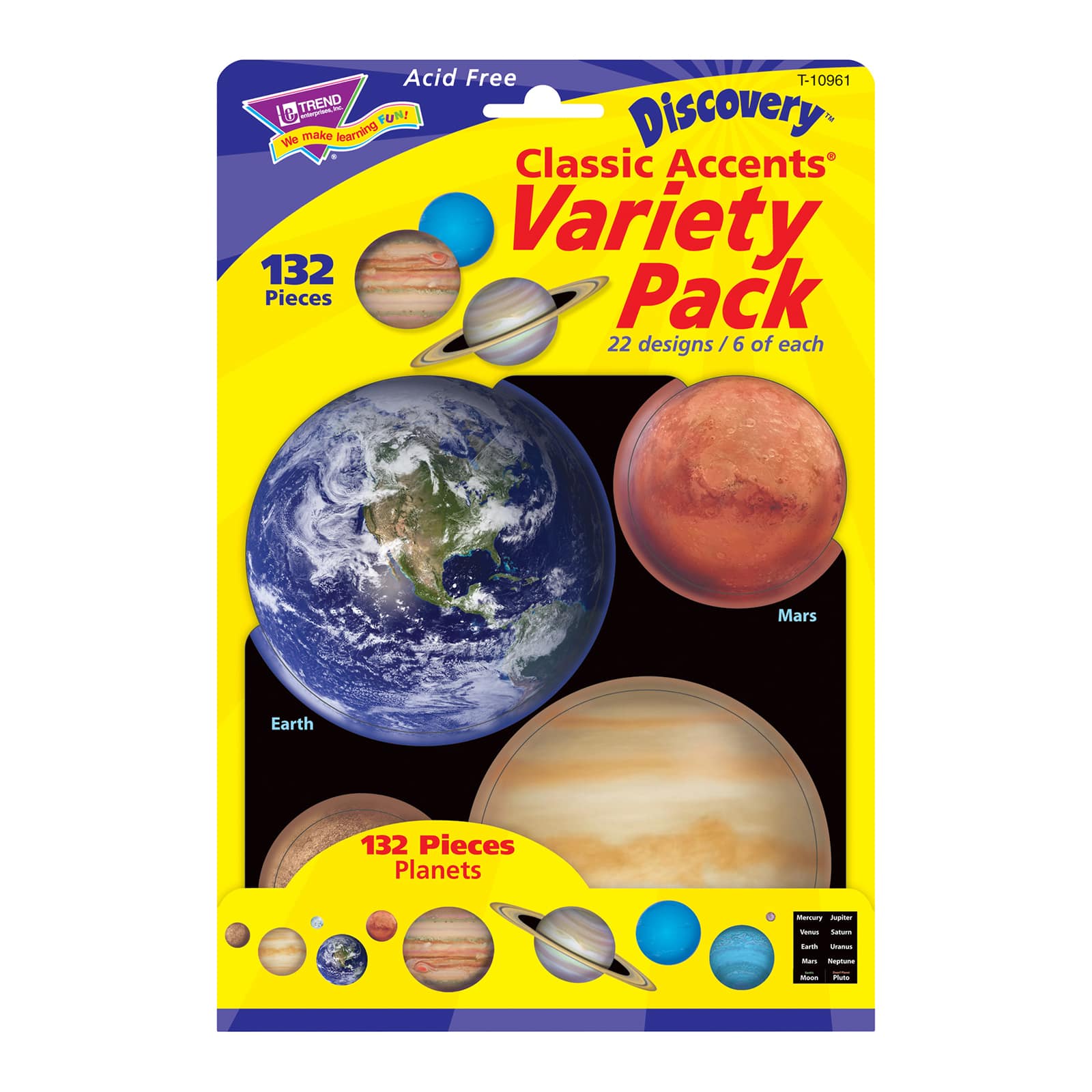 TREND Enterprises® Planets Classic Accents® Variety Pack, 3 Packs of 132