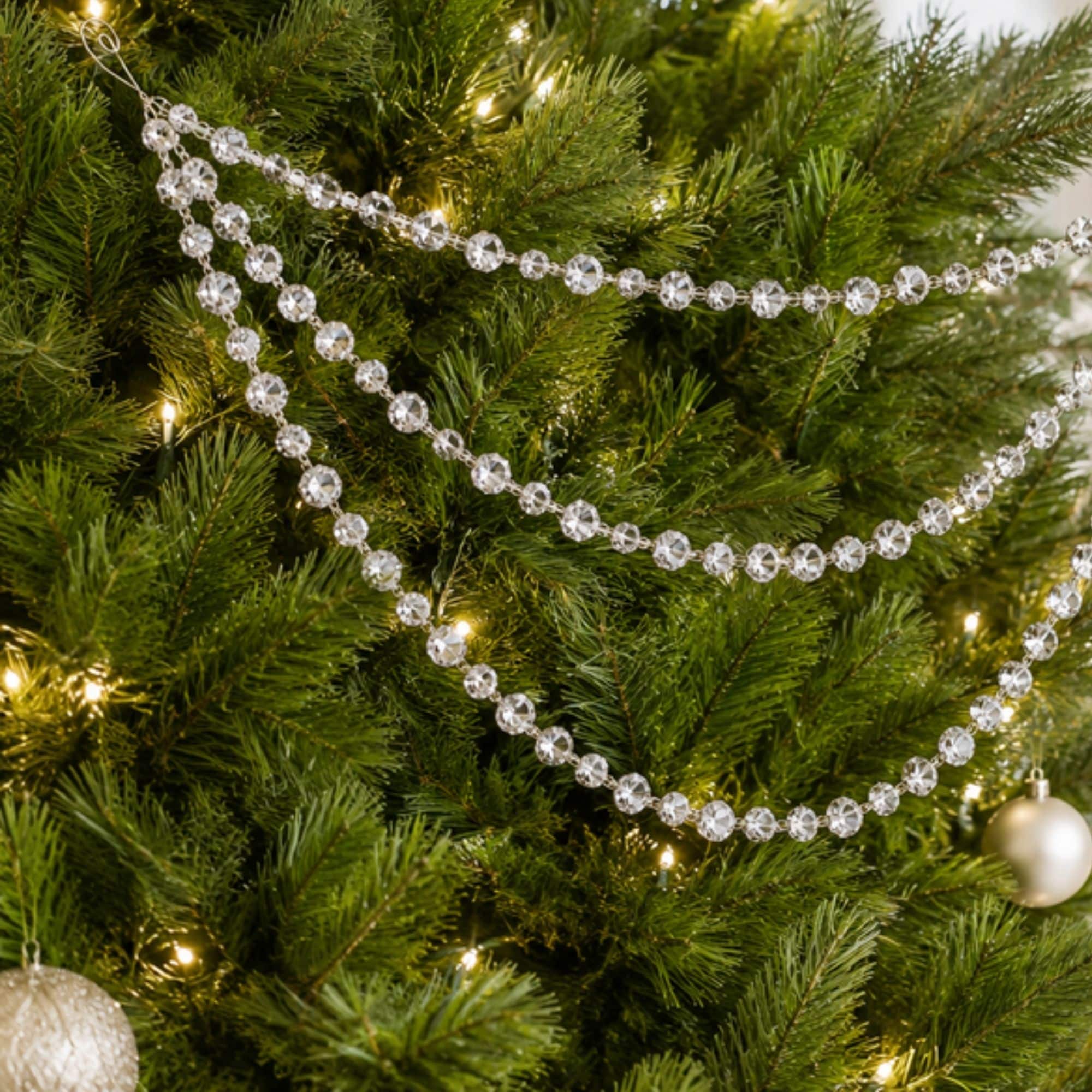 Melrose 20.5" Silver Triple Strand Bead Garlands, 2ct.