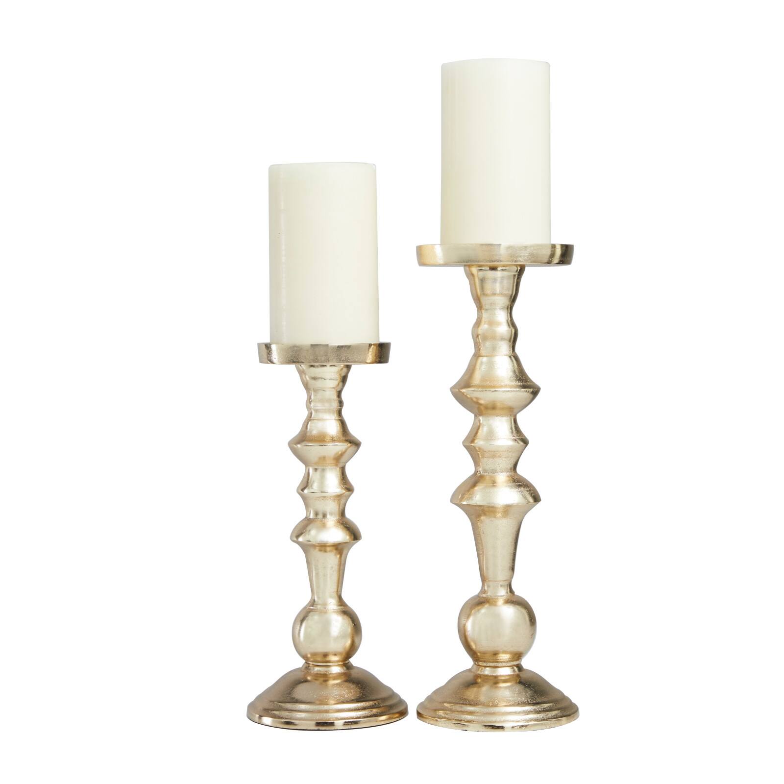 Gold Aluminum Candle Holder Set