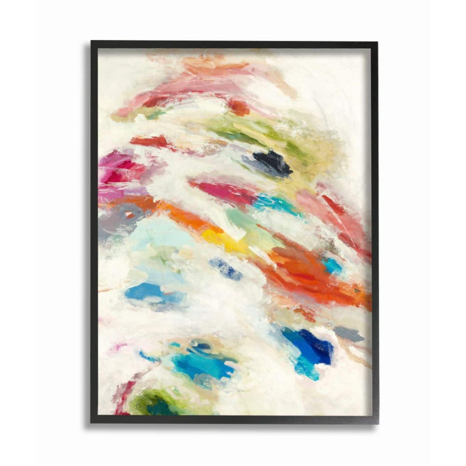 Stupell Industries Abstract Color Movement Textured Painting Black Framed Wall Art