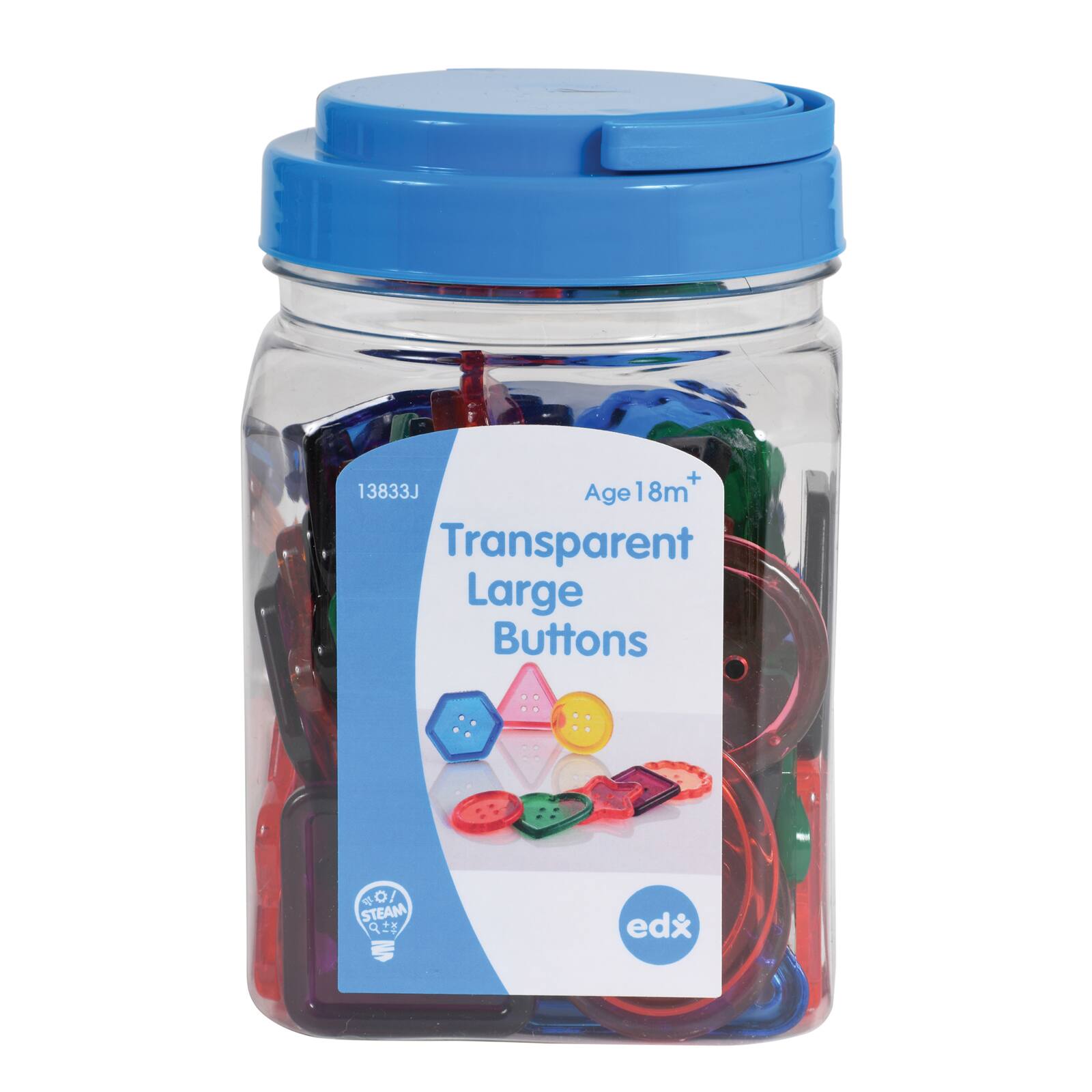 Edx Education® Transparent Buttons Mini Jar, 62ct.