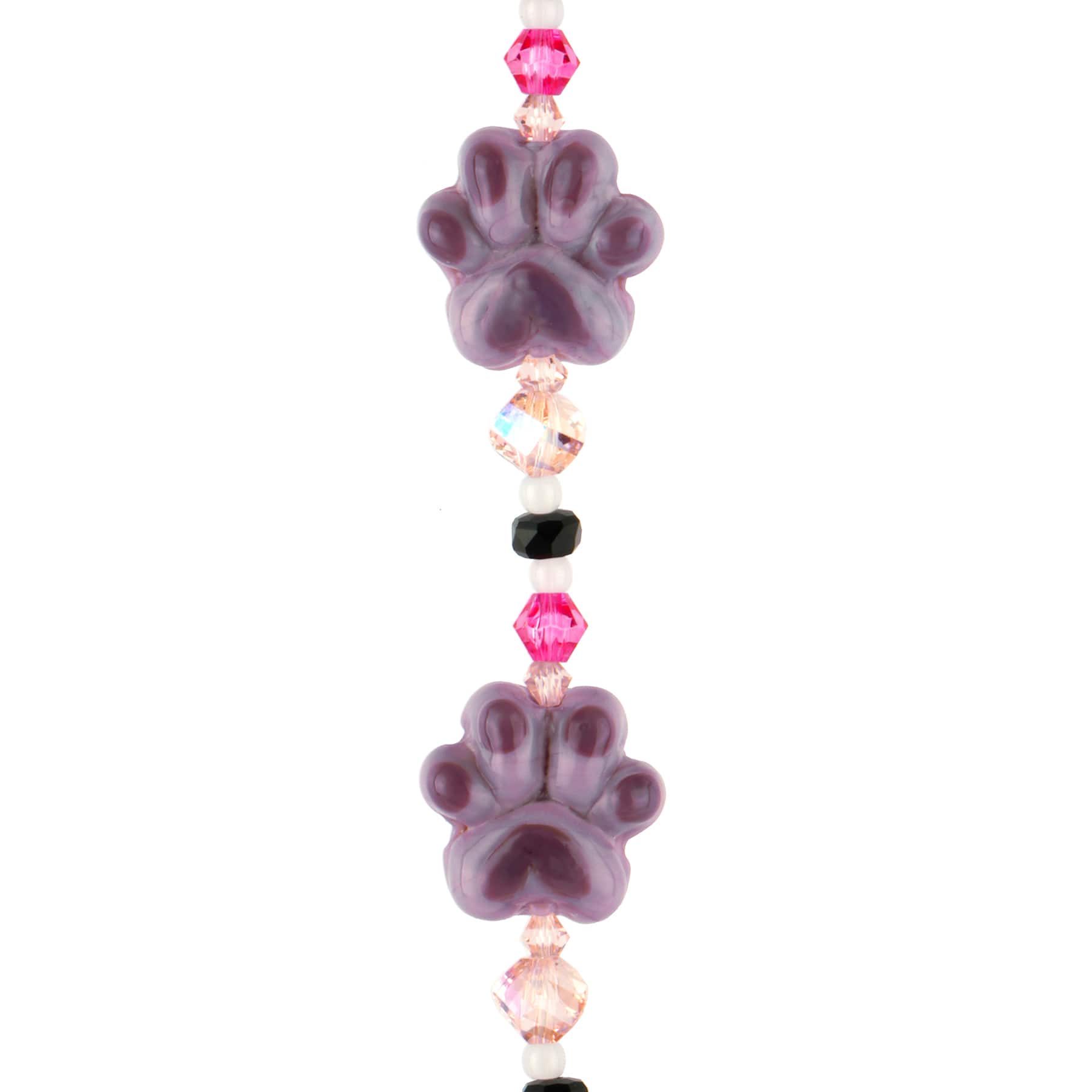 Purple Lampwork Glass Pawprint Beads by Bead Landing™