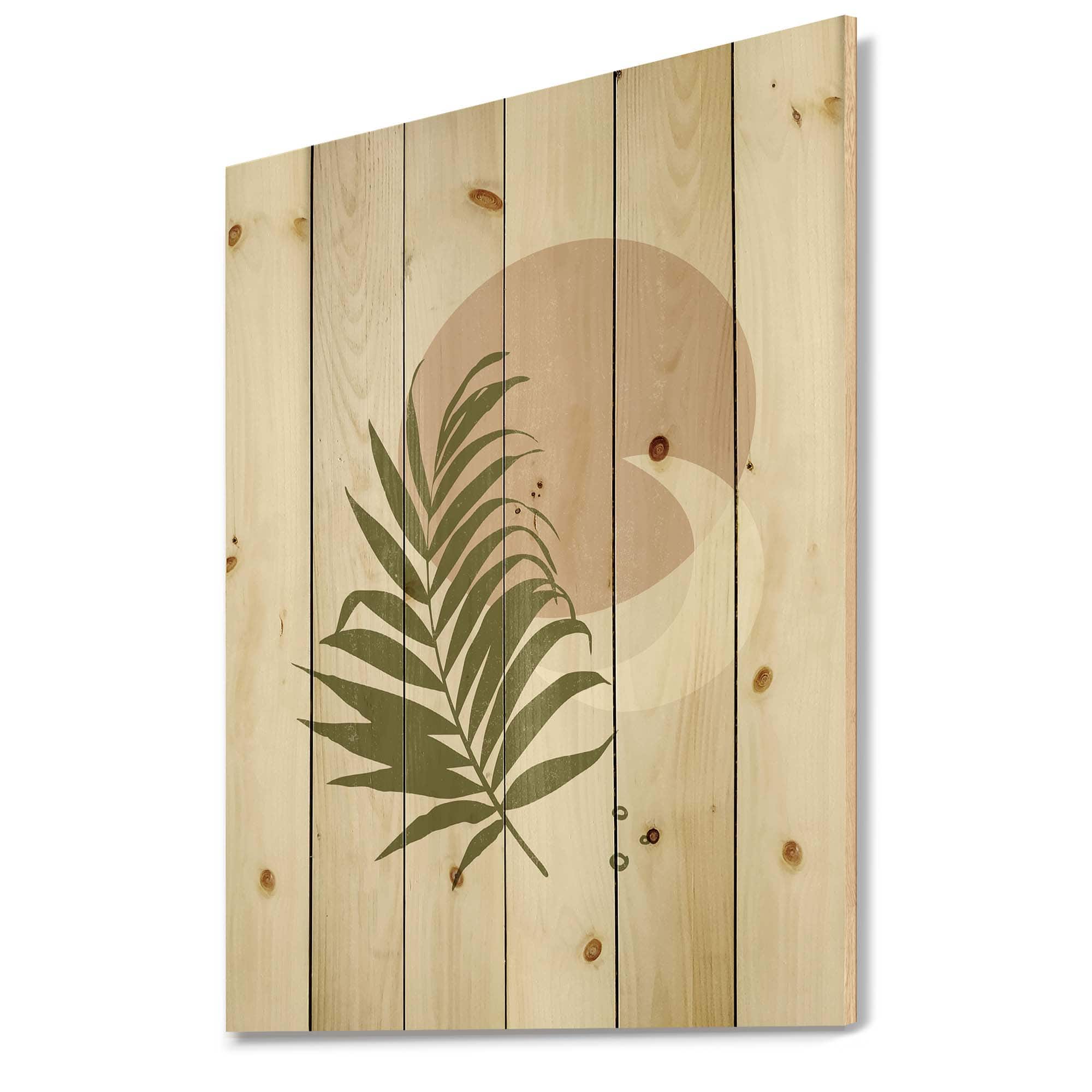 Designart - Abstract Sun and Moon With Green Leaf II