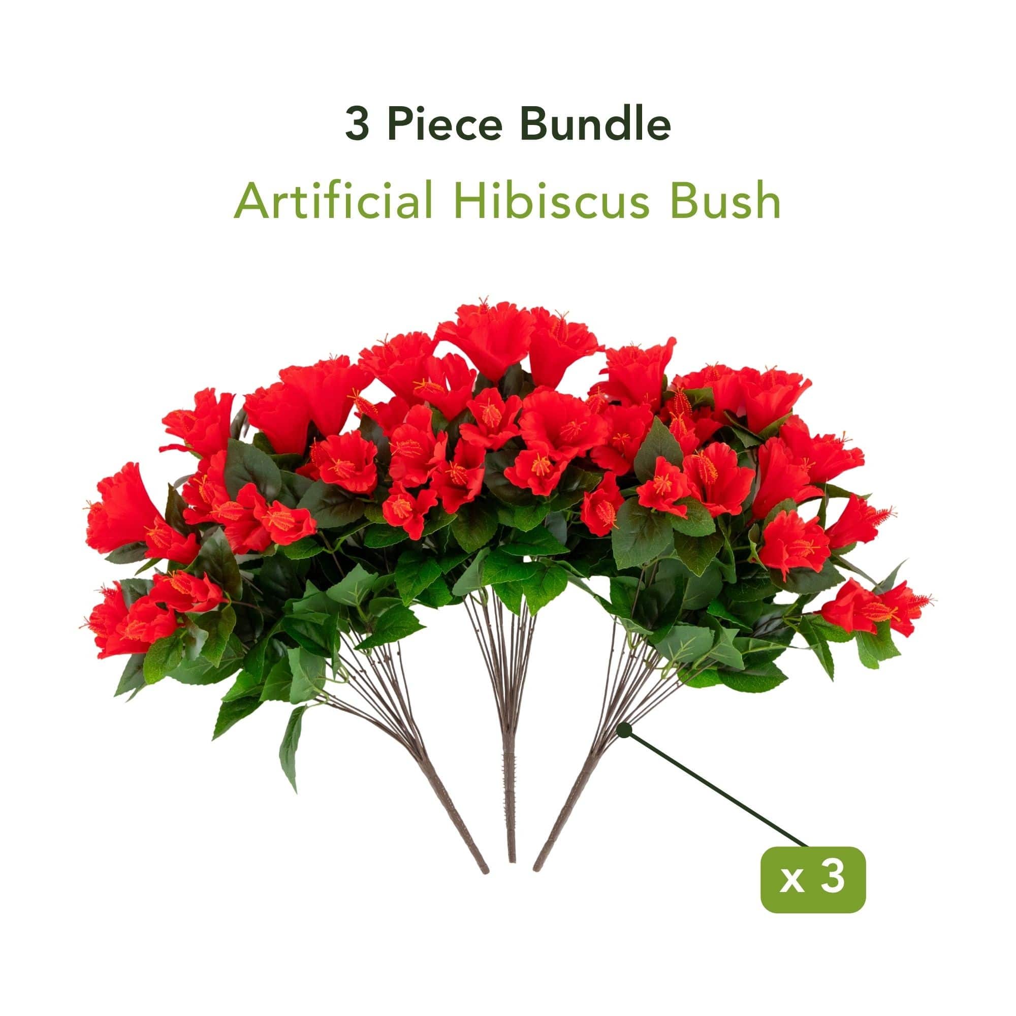 19" UV Resistant Artificial Hibiscus Bushes, 3ct.