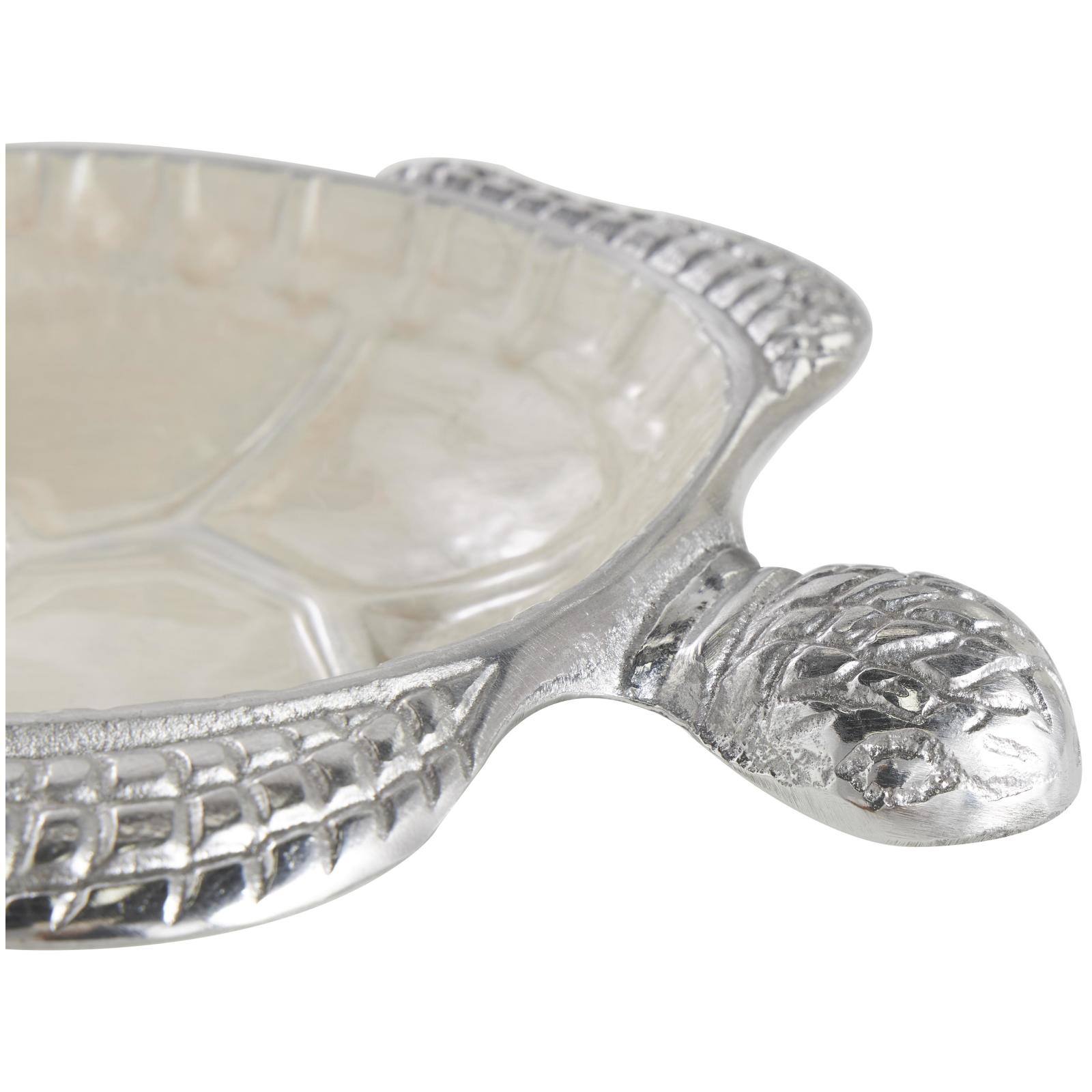 White Aluminum Metal Turtle Bowl with Silver Exterior Set