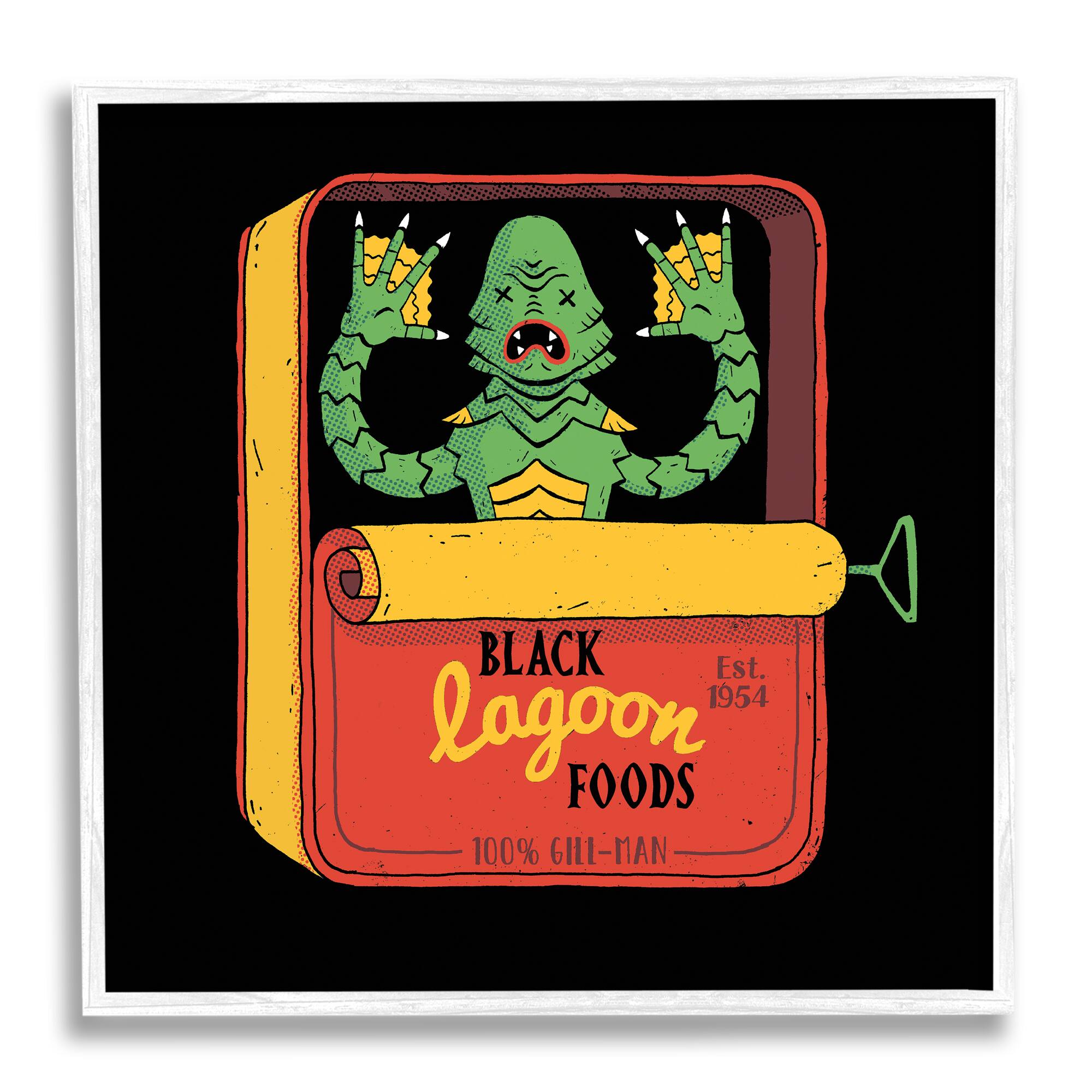 Stupell Industries Black Lagoon Creature Novelty Tuna Can Design Framed Giclee Art
