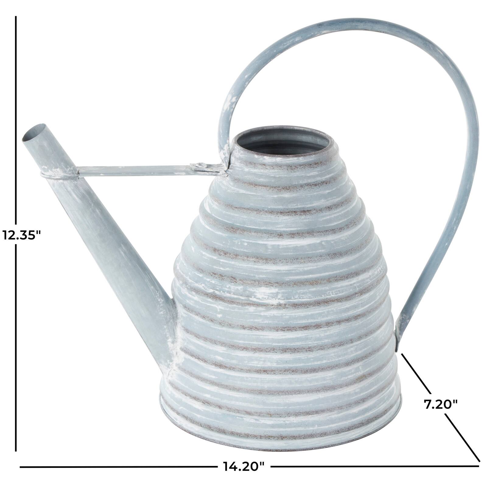 14" Gray Metal Beehive Shaped Watering Can Planter
