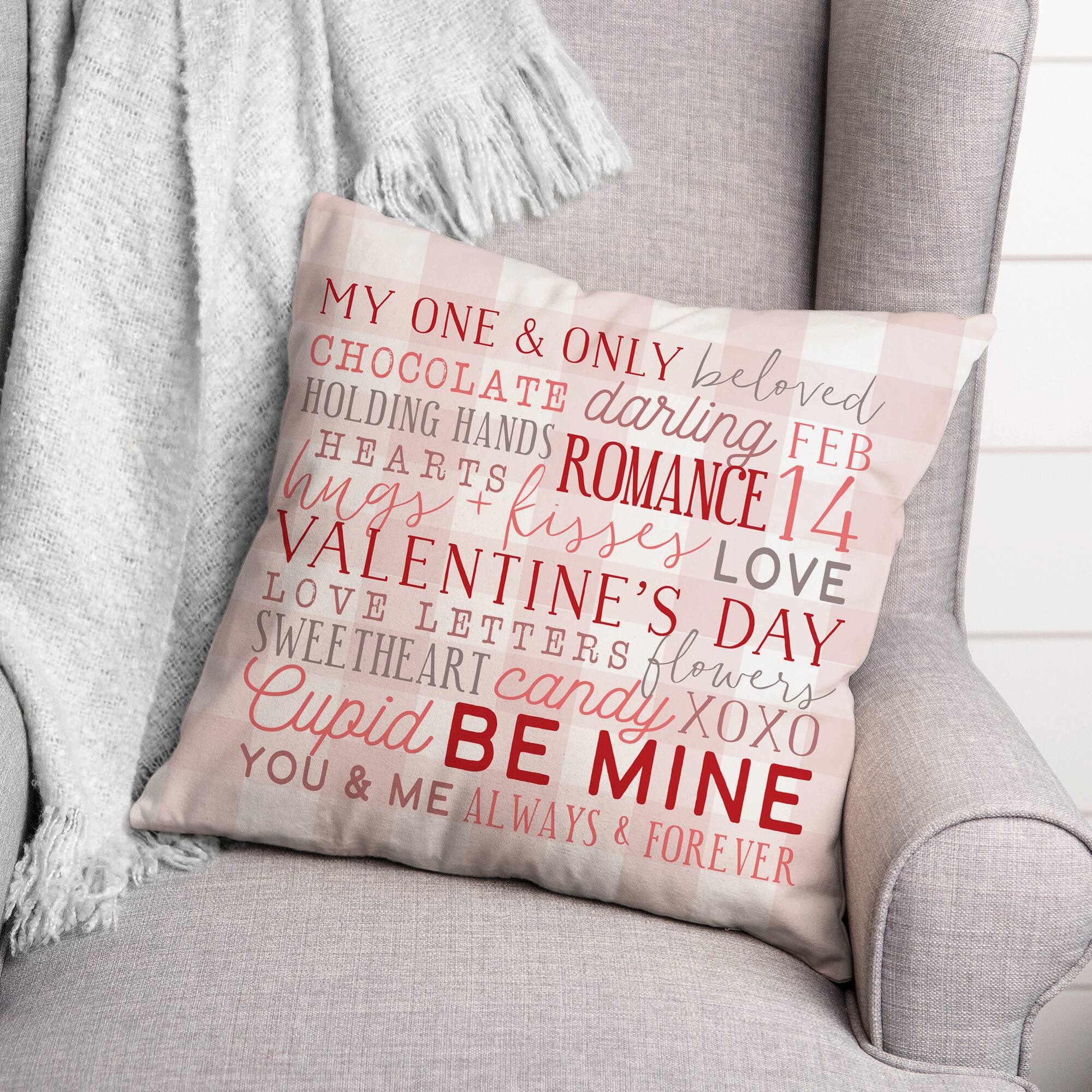 Valentine's Day Words Throw Pillow