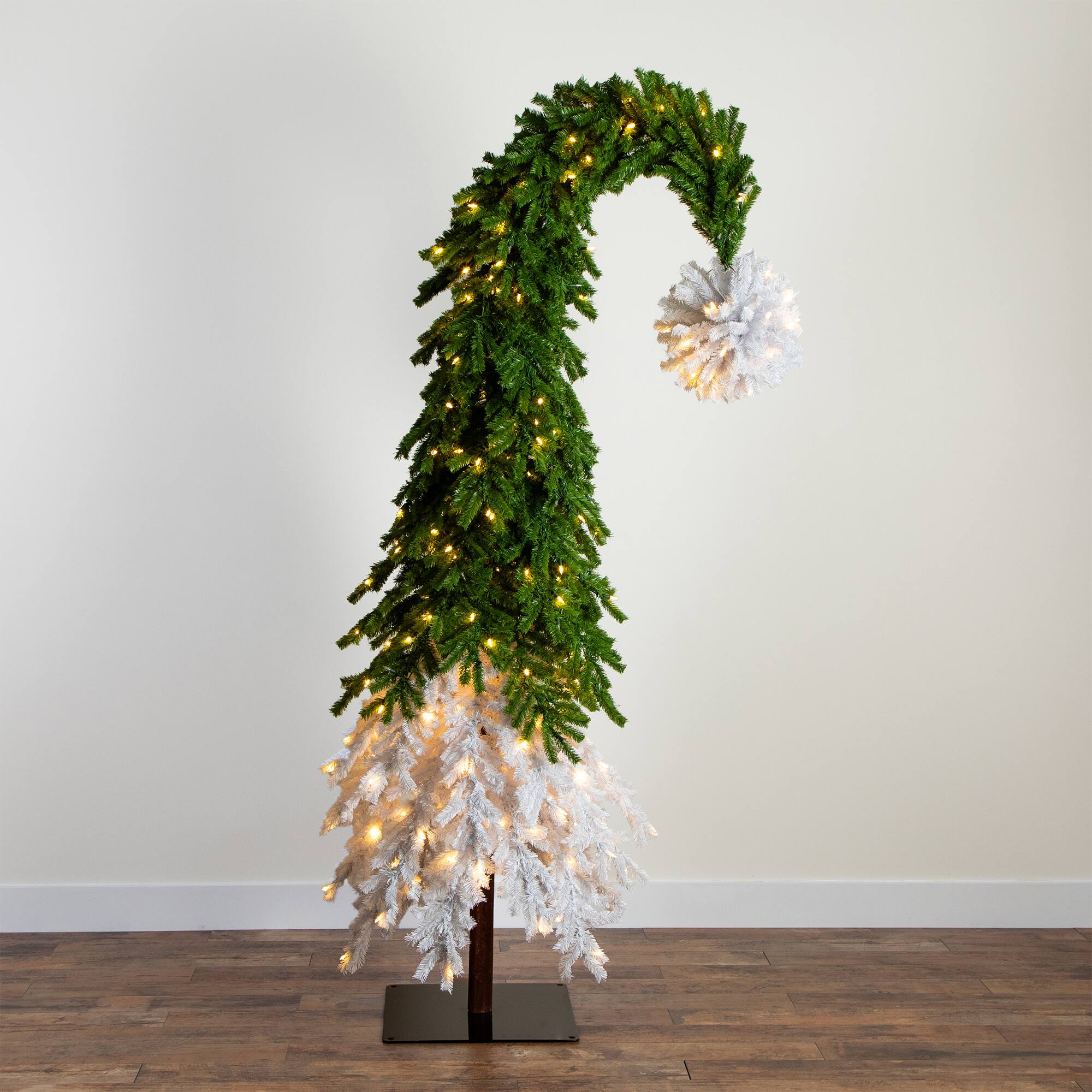7ft. Pre-Lit Fir Santa’s Hat Artificial Christmas Tree, Clear LED Lights