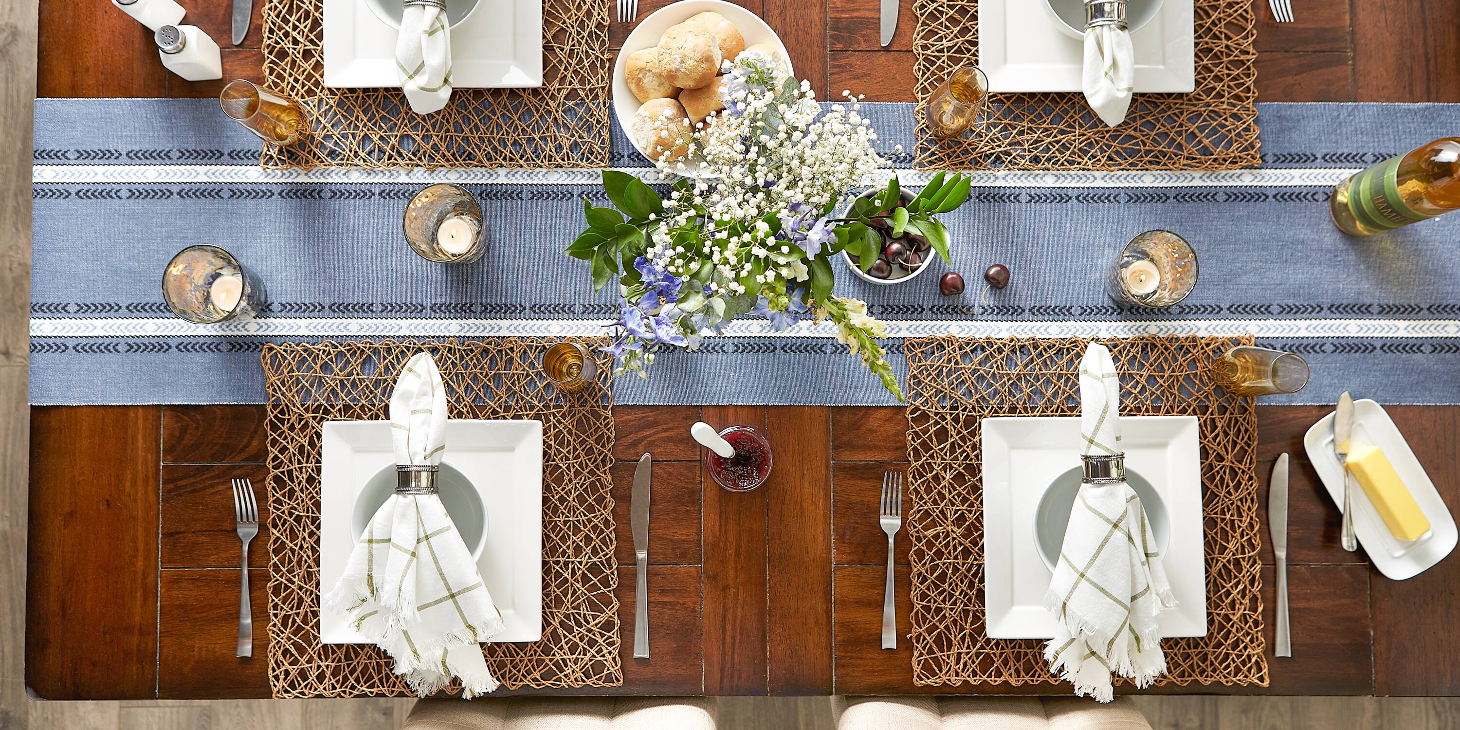 DII® 108" Dobby Striped Fringe Ribbed Table Runner