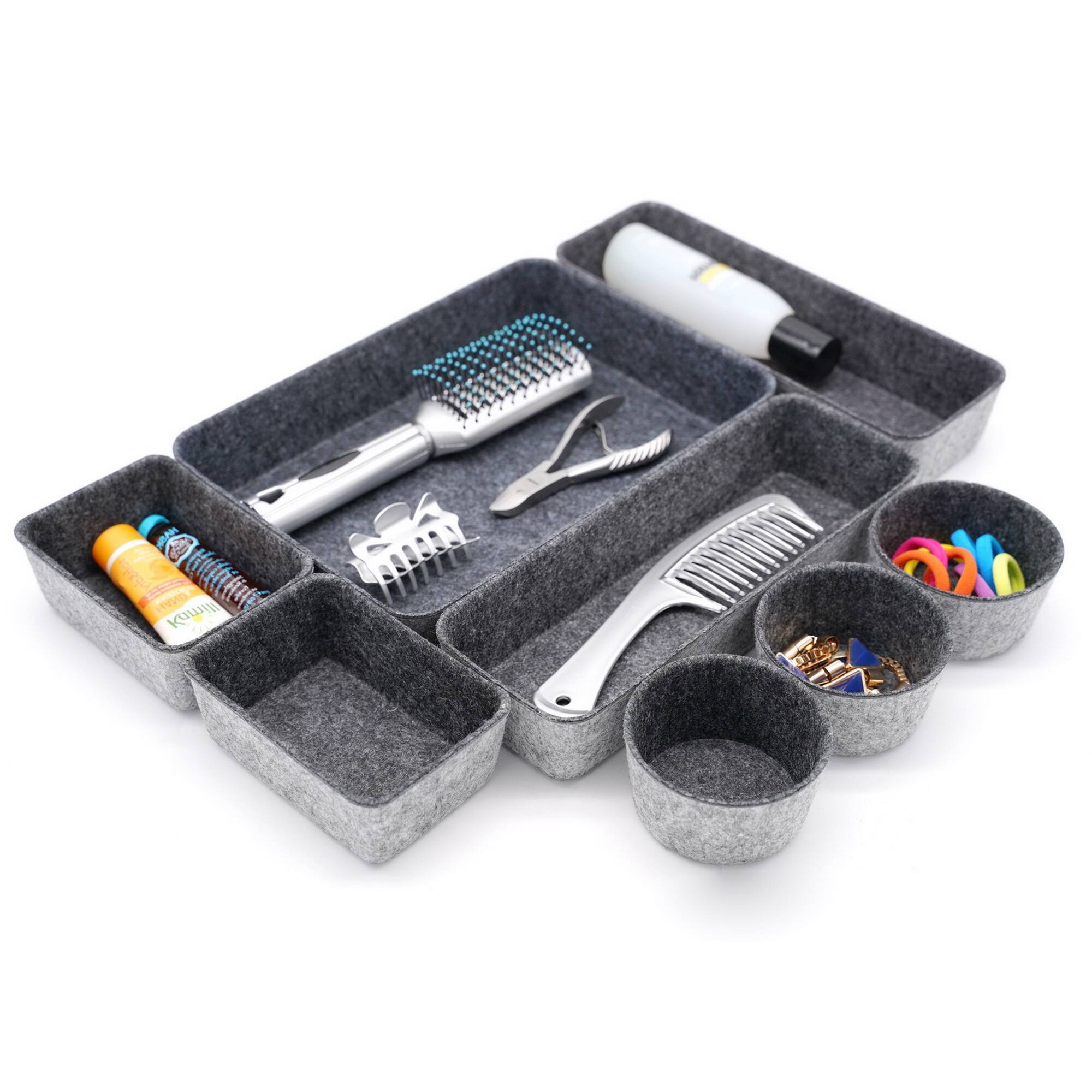 Welaxy 8 Piece Felt Round Cups & Trays Drawer Organizer Set