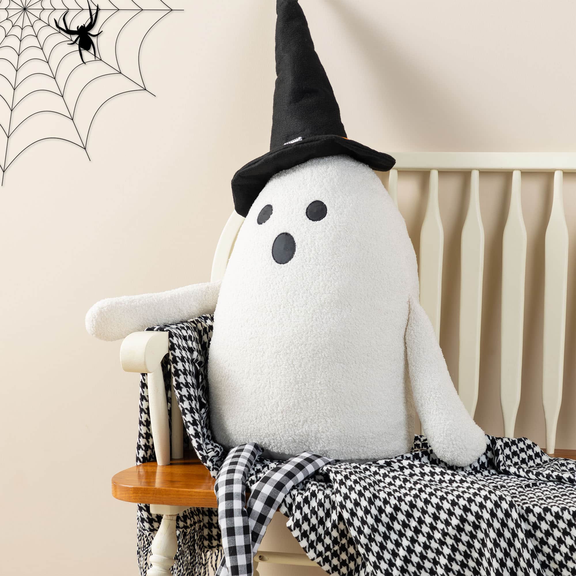 Glitzhome® 65.25"H Lighted Halloween Oversized Fabric Ghost Shelf Sitter
