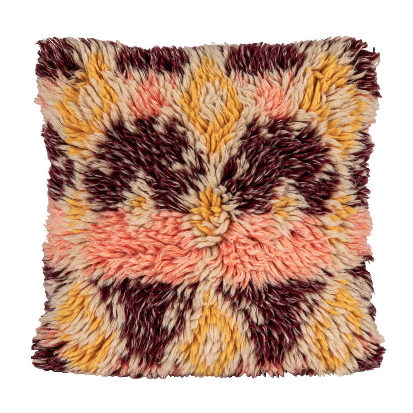 Hello Honey® Multicolor New Zealand Wool Shag Throw Pillow with Cotton Back