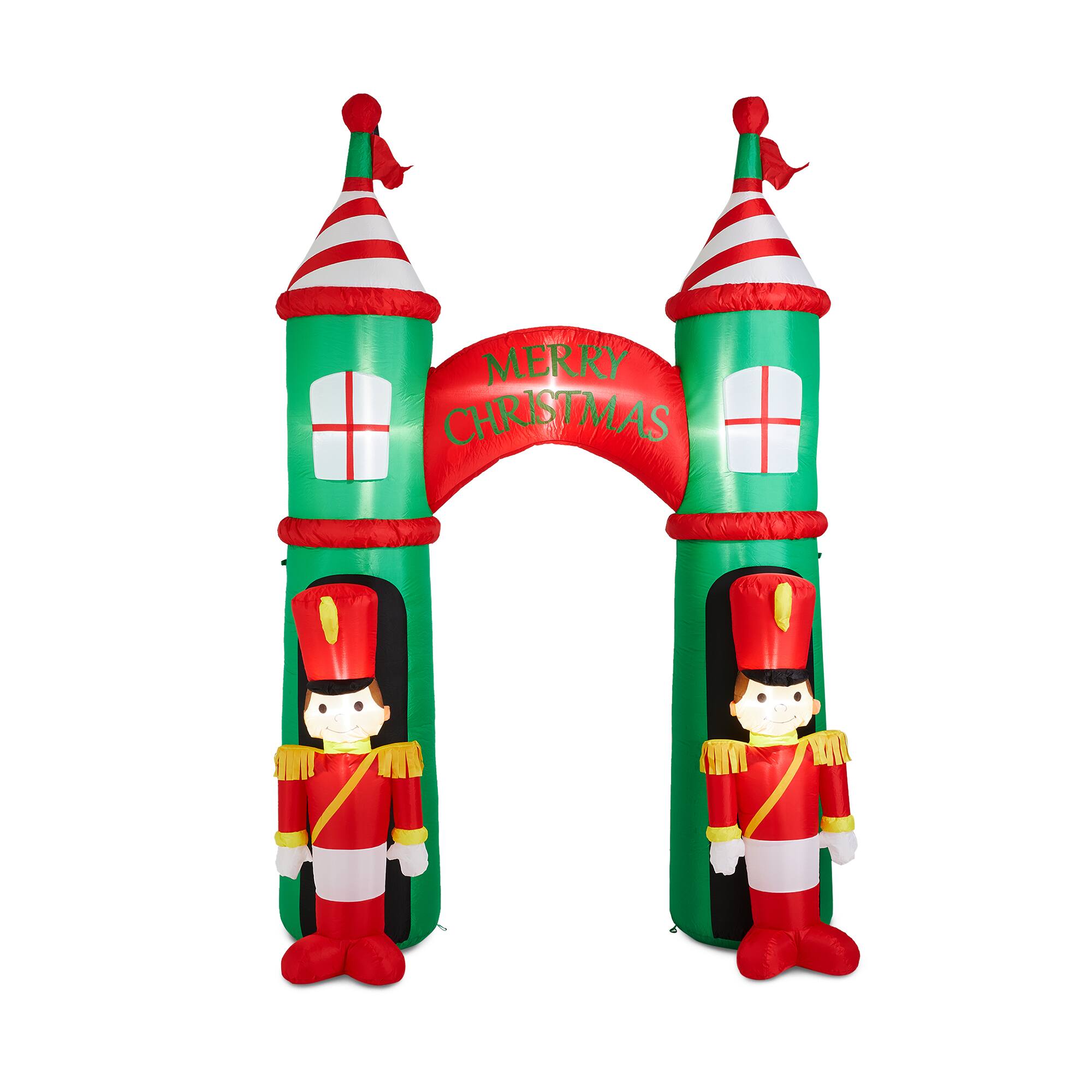 Glitzhome® 10ft. Inflatable Arch Gate & Guards With Lights