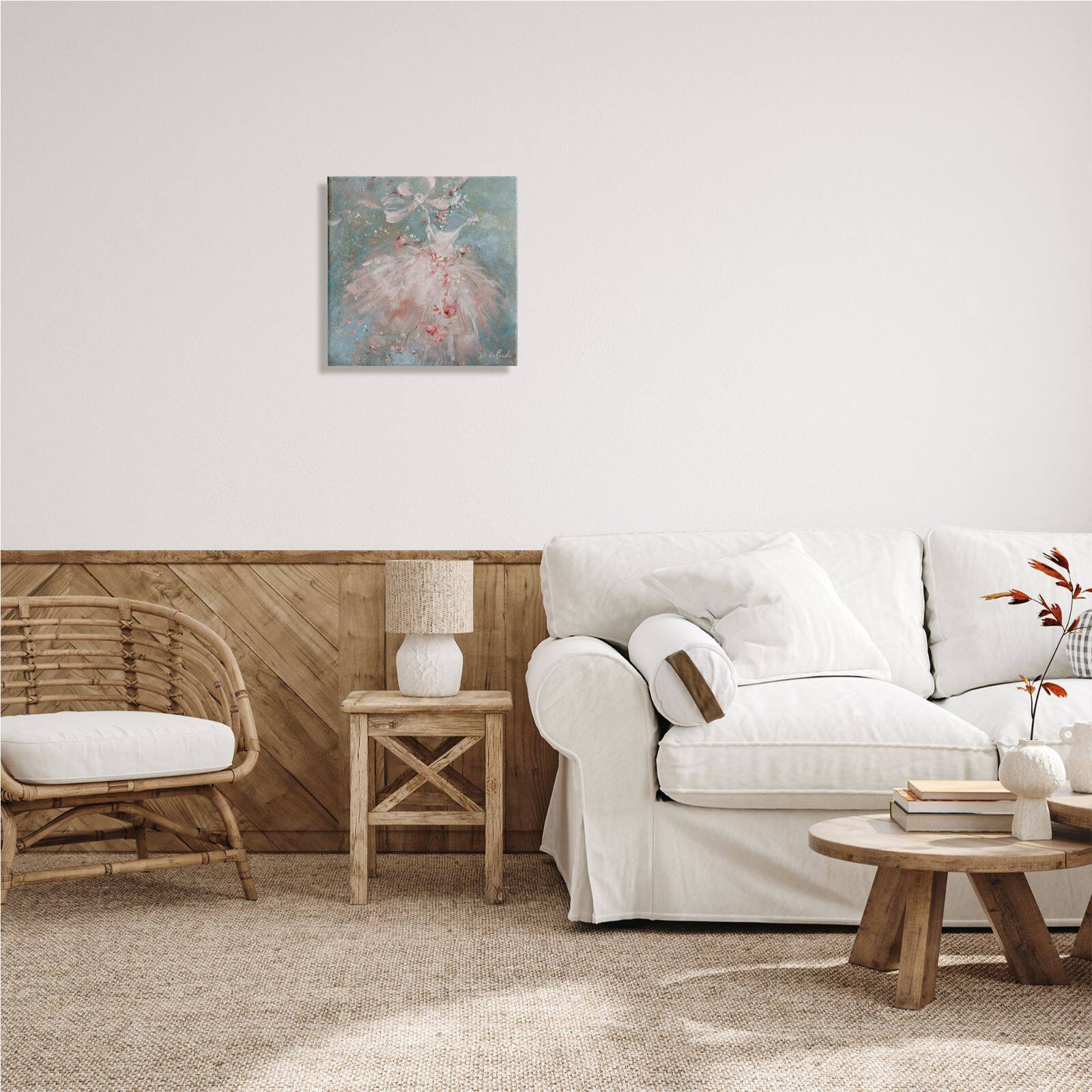Stupell Industries Abstract Pink Country Dress Dancing Farmhouse Florals Canvas Wall Art