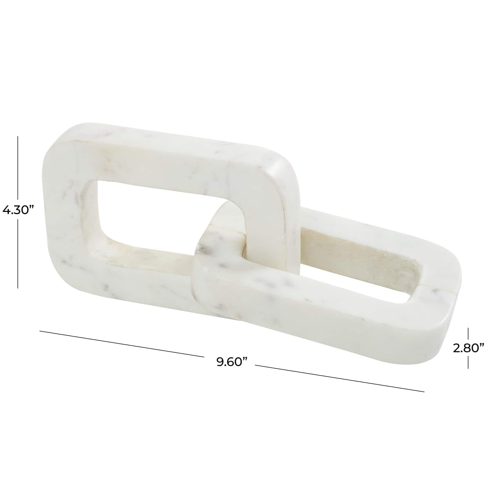 White Marble Geometric 2 Link Chain Sculpture Décor