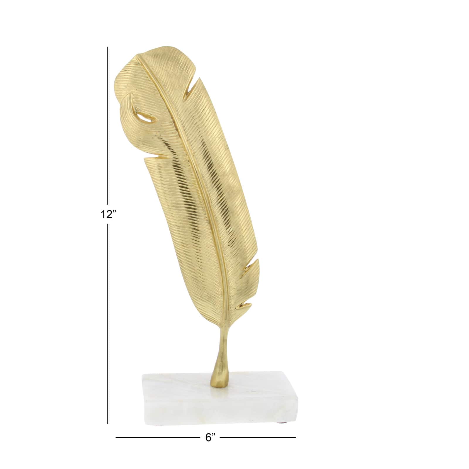CosmoLiving by Cosmopolitan 12" Gold Aluminum Feather Sculpture