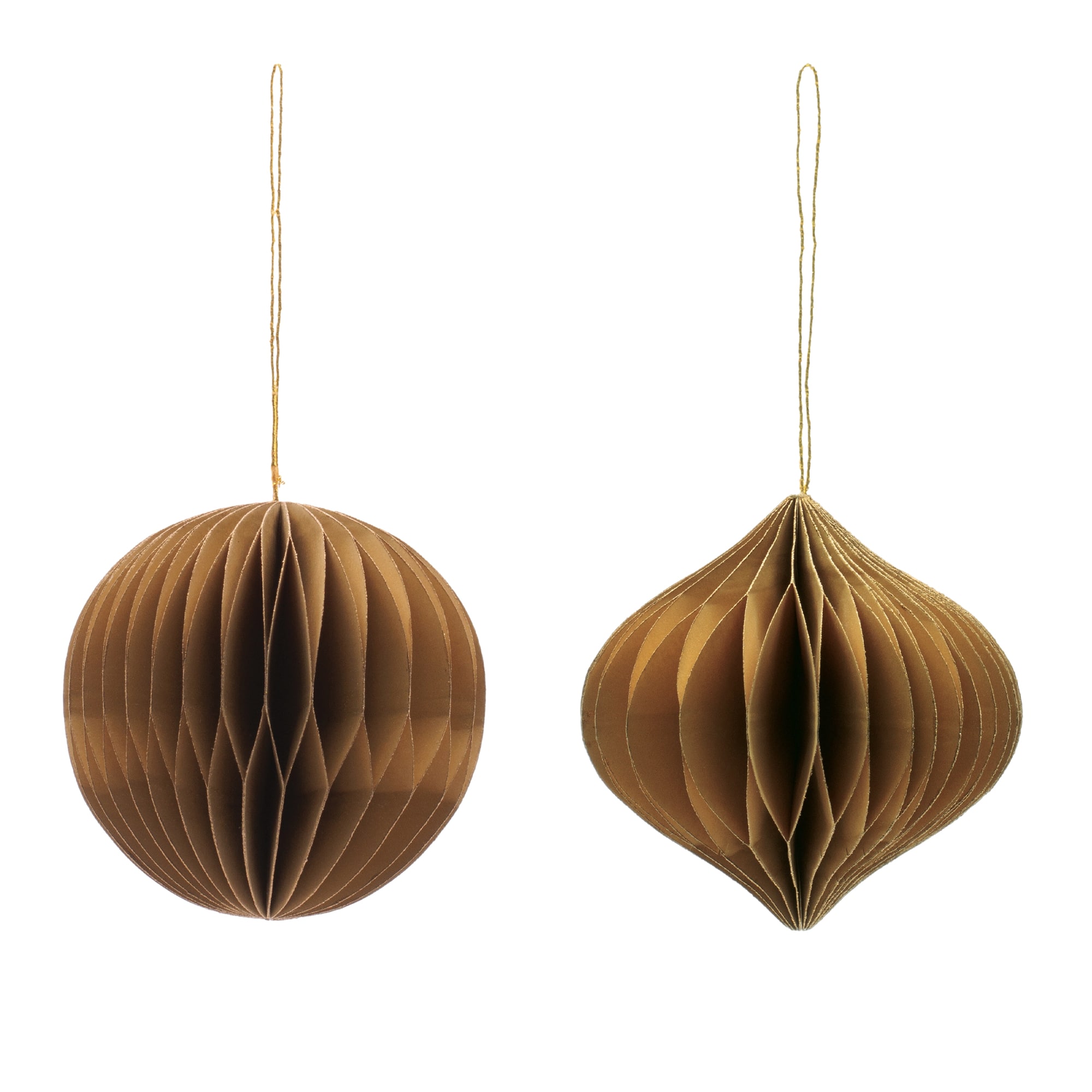 Melrose Gold Round & Onion Paper Ornaments Set
