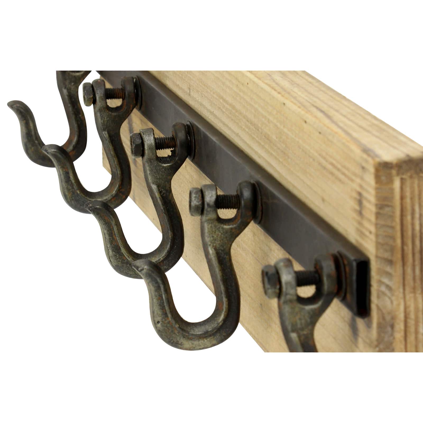 Brown Wood Industrial Wall Hooks, 6" x 24" x 4"
