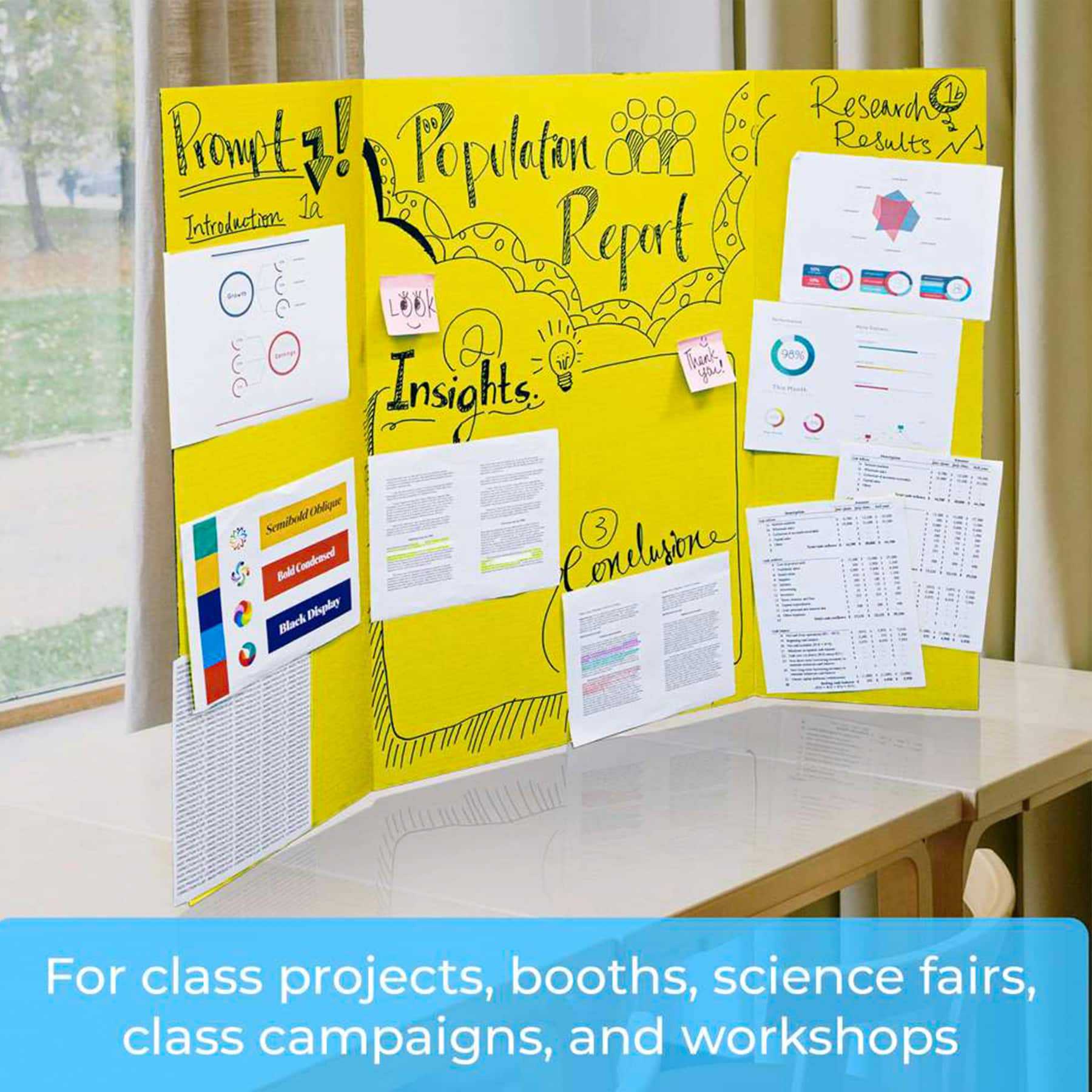 BAZIC Products® 36" x 48" Multicolor Tri-Fold Corrugated Presentation Boards, 24ct.
