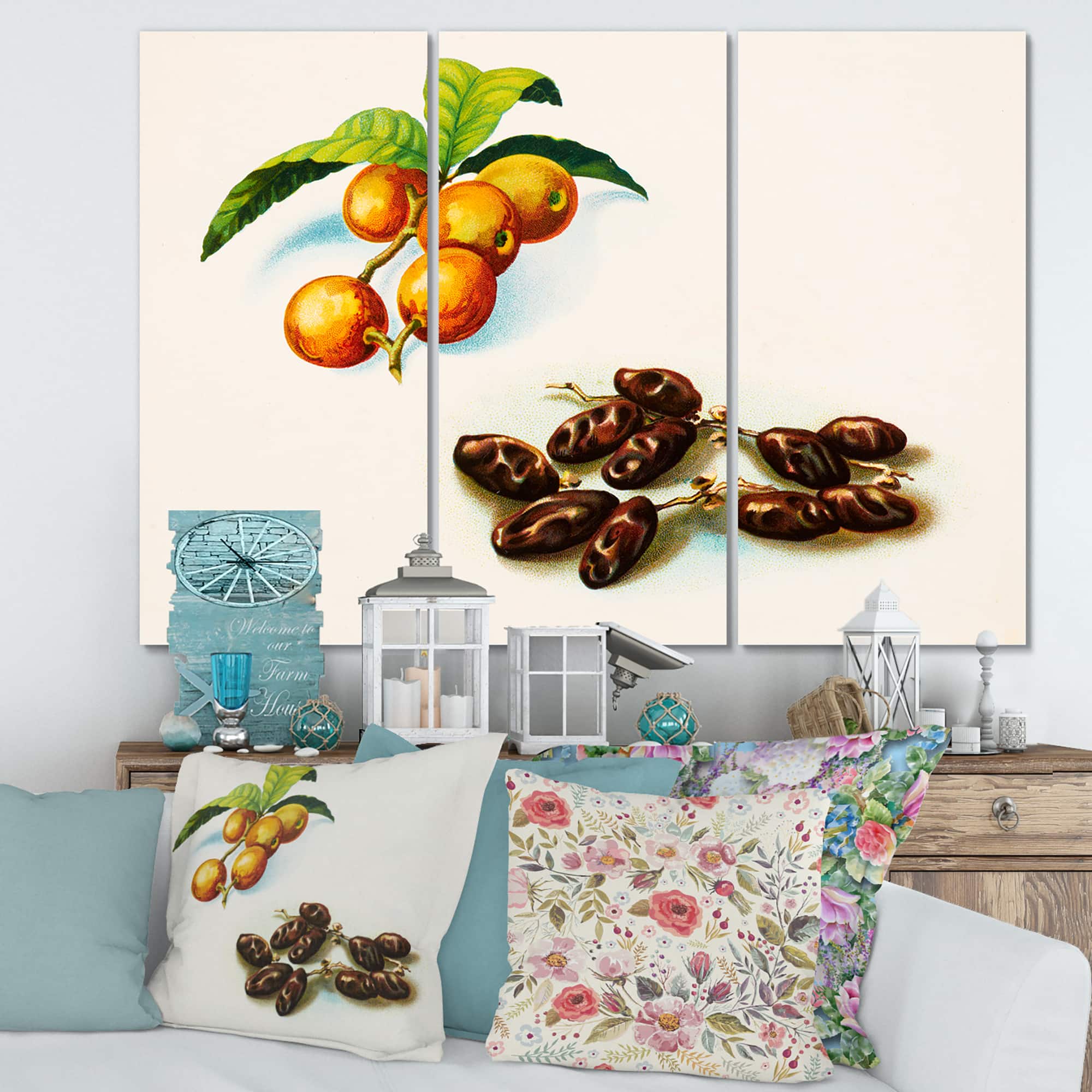 Designart - Vintage Fruits IV - Farmhouse Canvas Wall Art Print