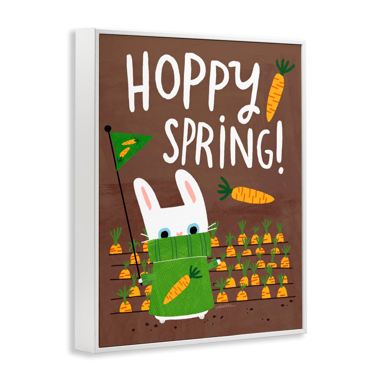 Stupell Industries Happy Spring Bunny & Carrots Framed Giclee Art