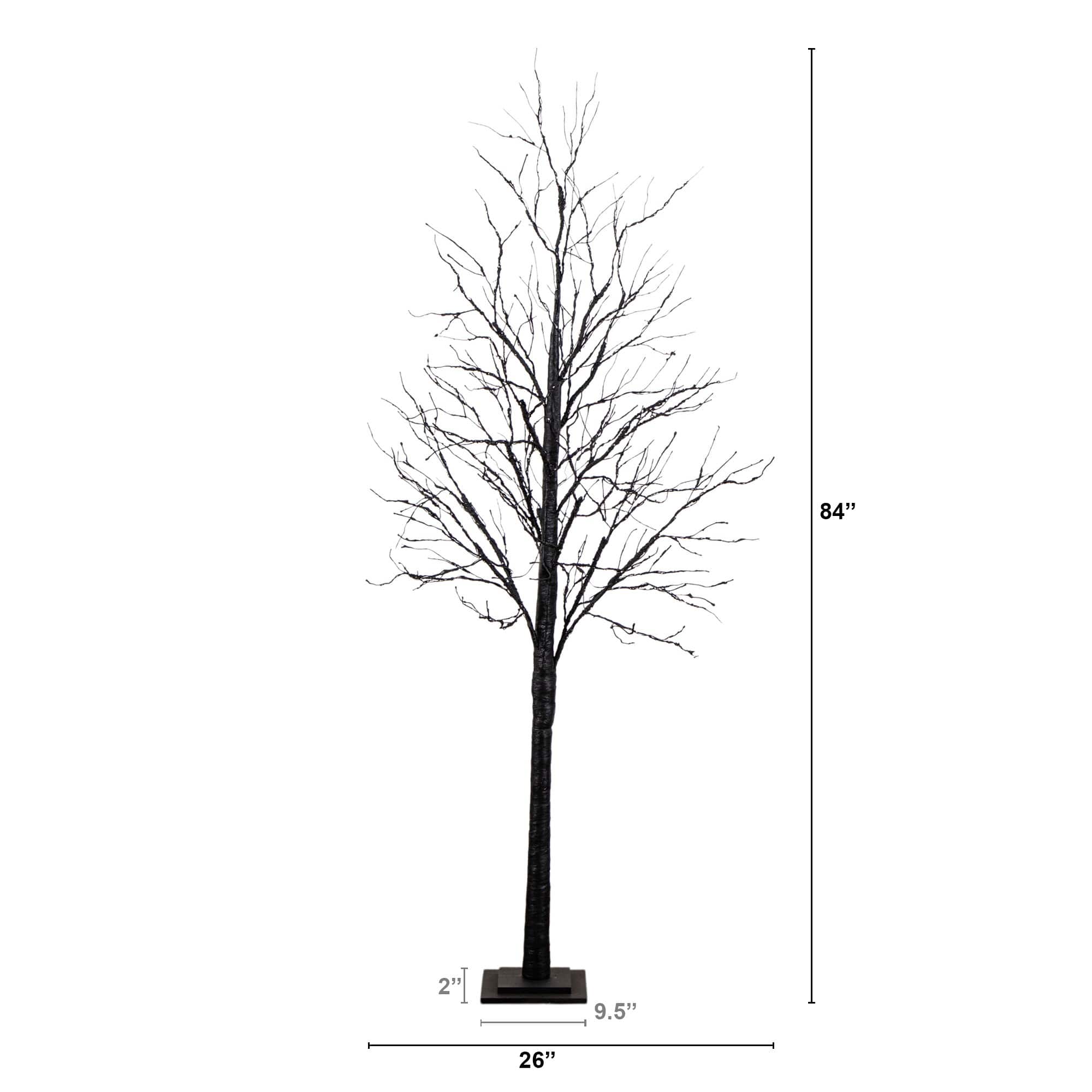7ft. Pre-Lit Halloween Black Twig Artificial Tree with 390 Orange & Purple LED Lights