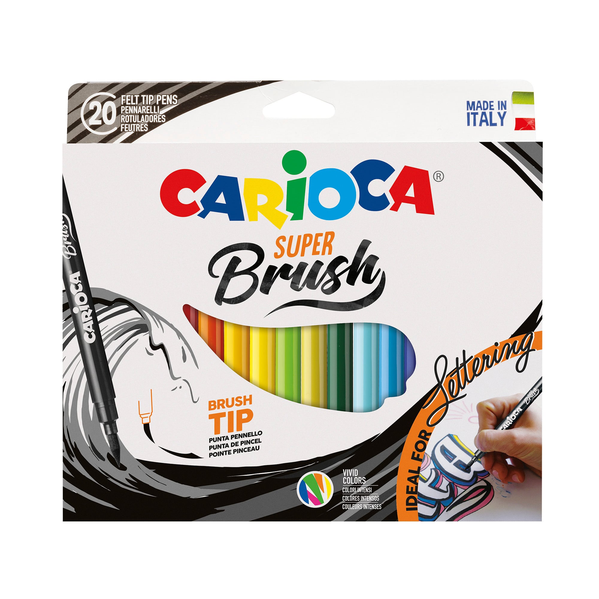 CARIOCA® 20 Color Super Brush Felt Tip Washable Pen Set