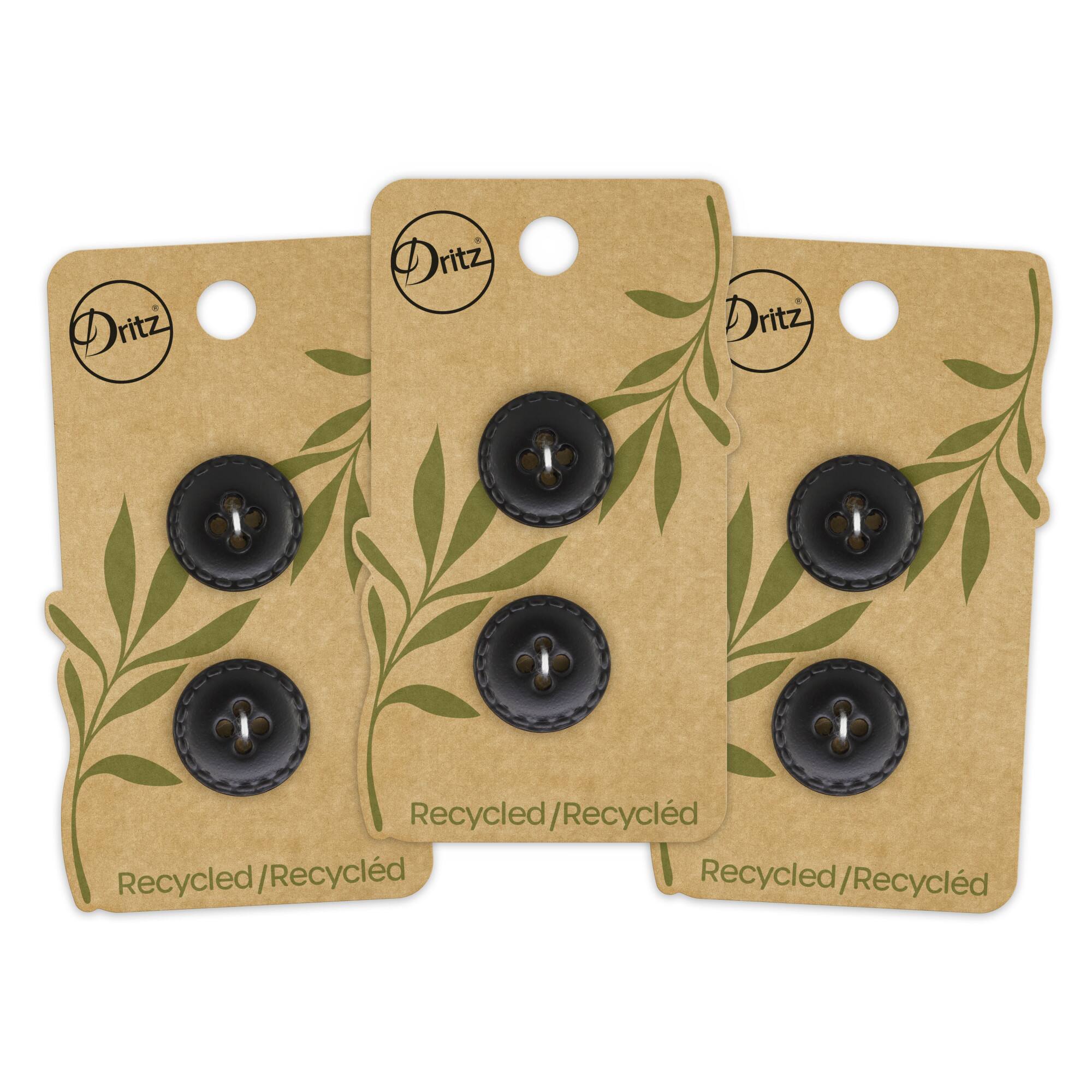 Dritz® 18mm Black Recycled Leather Round Button, 6ct.