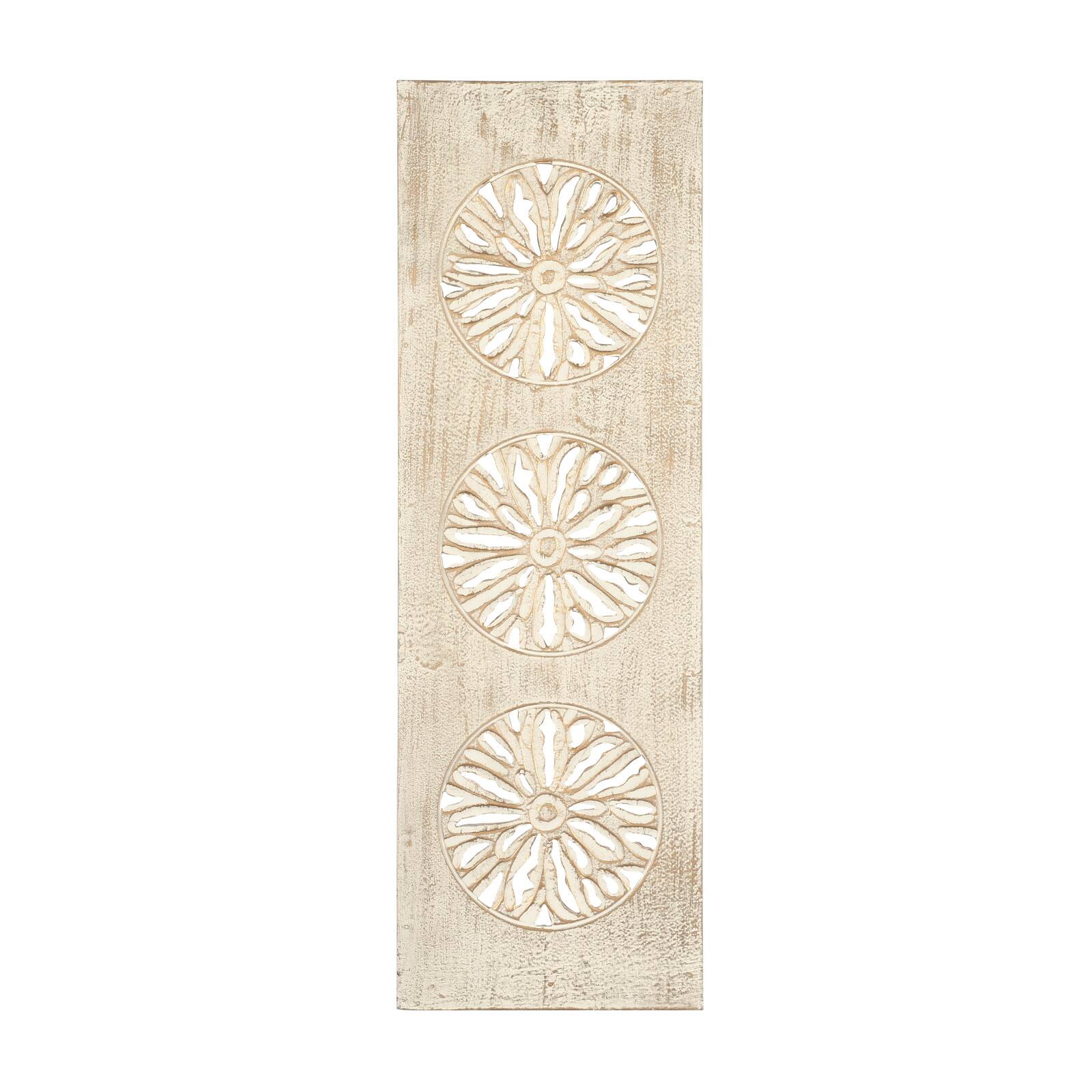 Cream Distressed Carved Floral Wall Décor