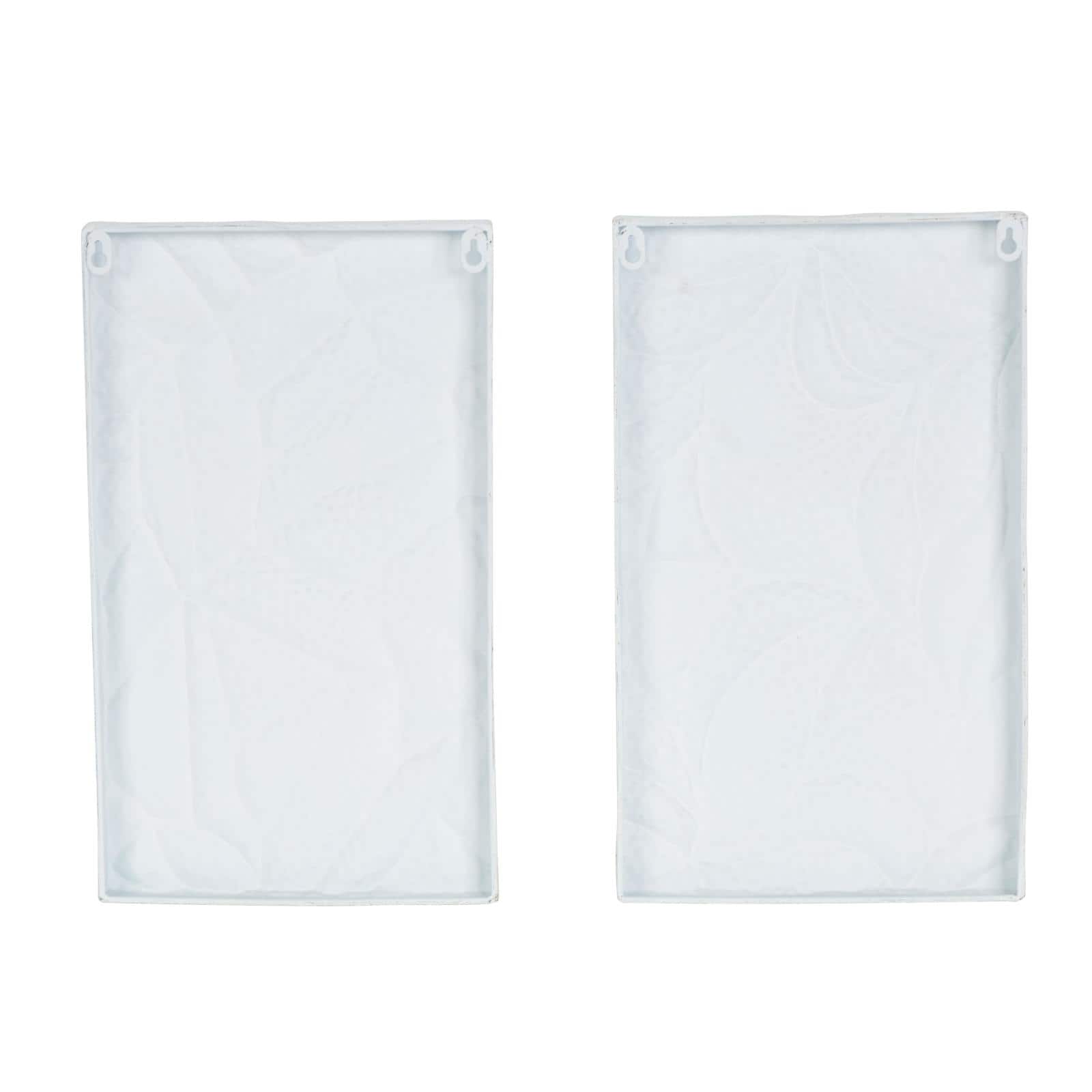 10" x 18" White Metal Leaf Embossed Wall Décor Set