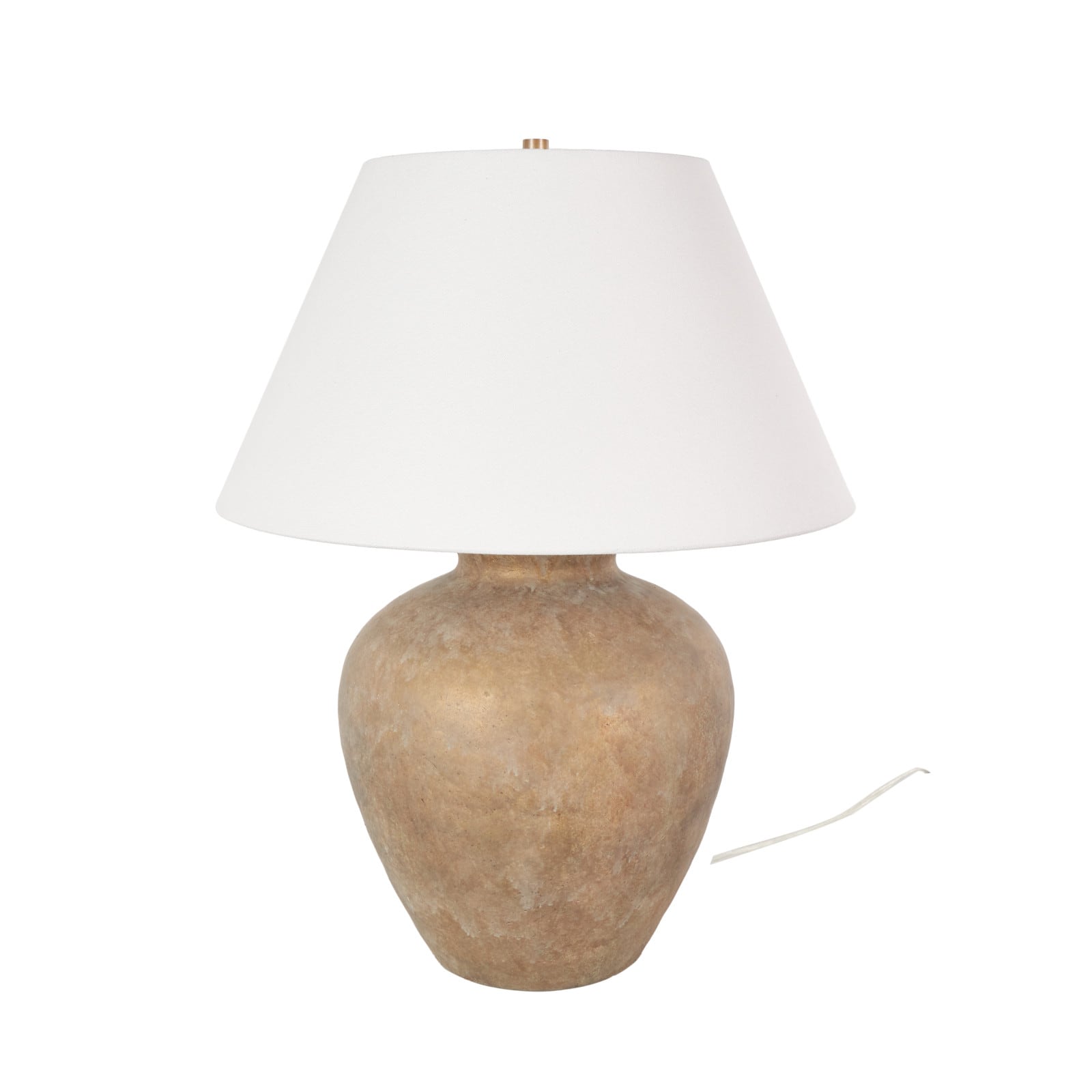 25.5" Brown Ceramic Antique Style Pot Table Lamp with Cream Drum Shade Vase
