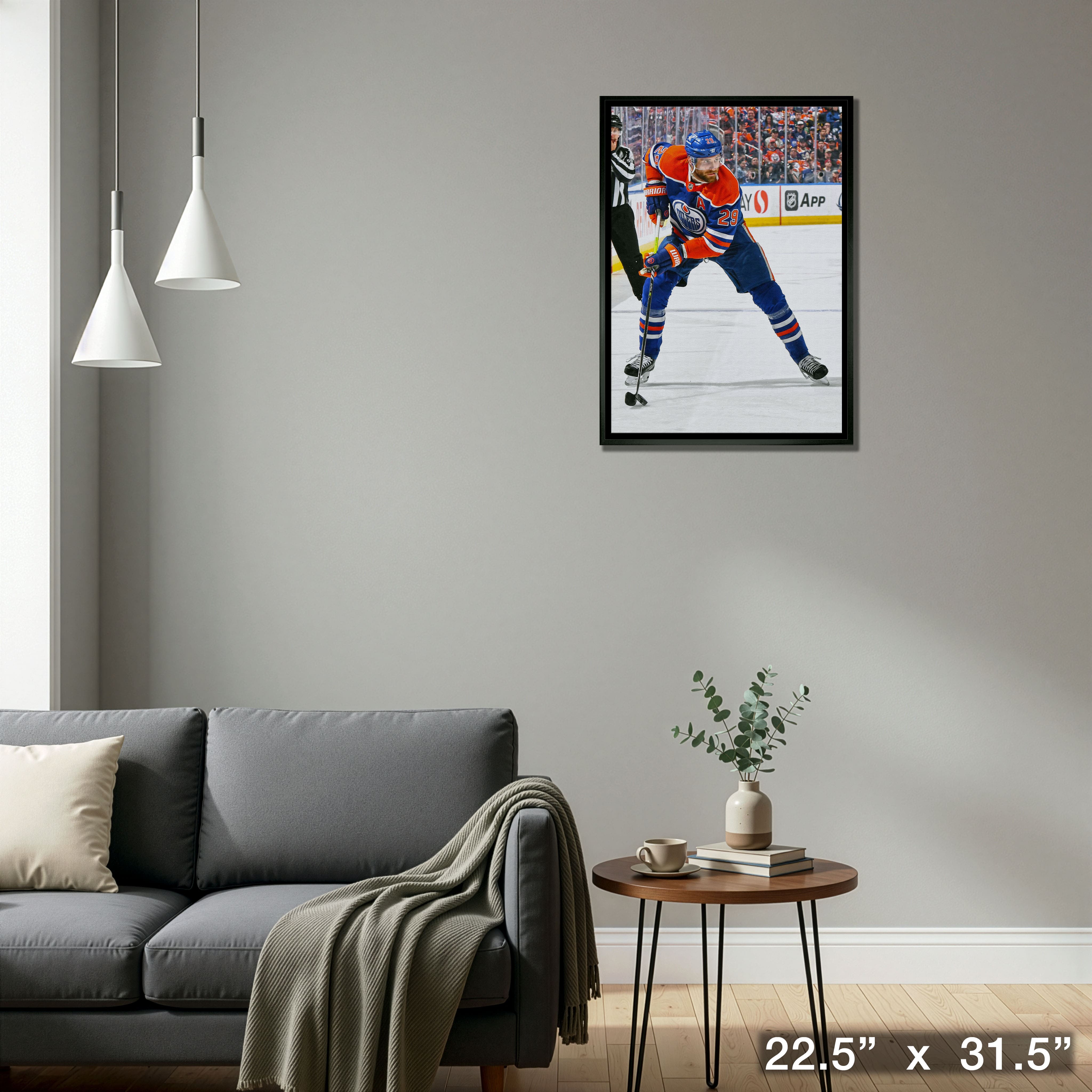 Leon Draisaitl 20" x 29" Framed Canvas Oilers Action-V 22.5" x 31.5"