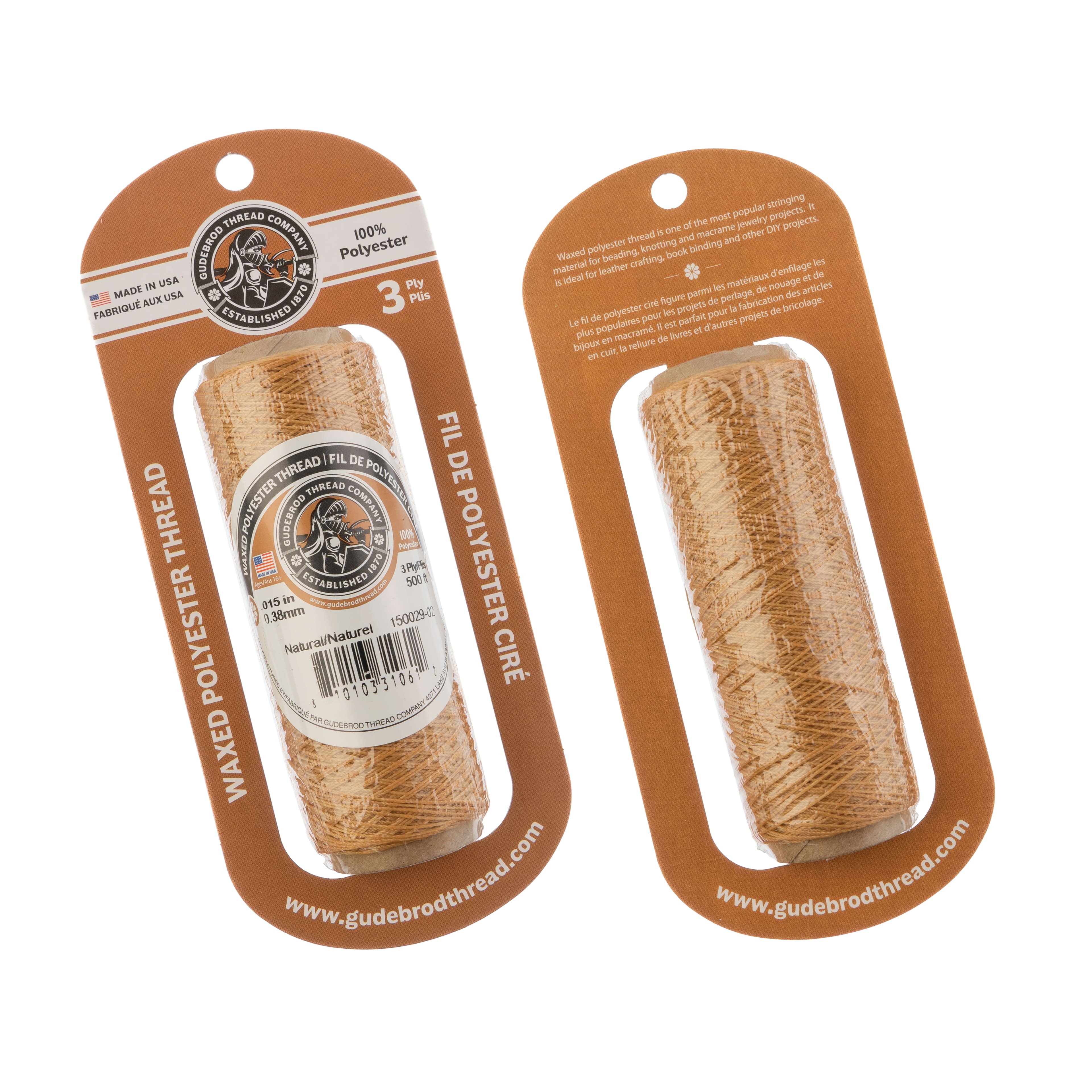 12 Pack: Gudebrod 0.015" Waxed Polyester Thread