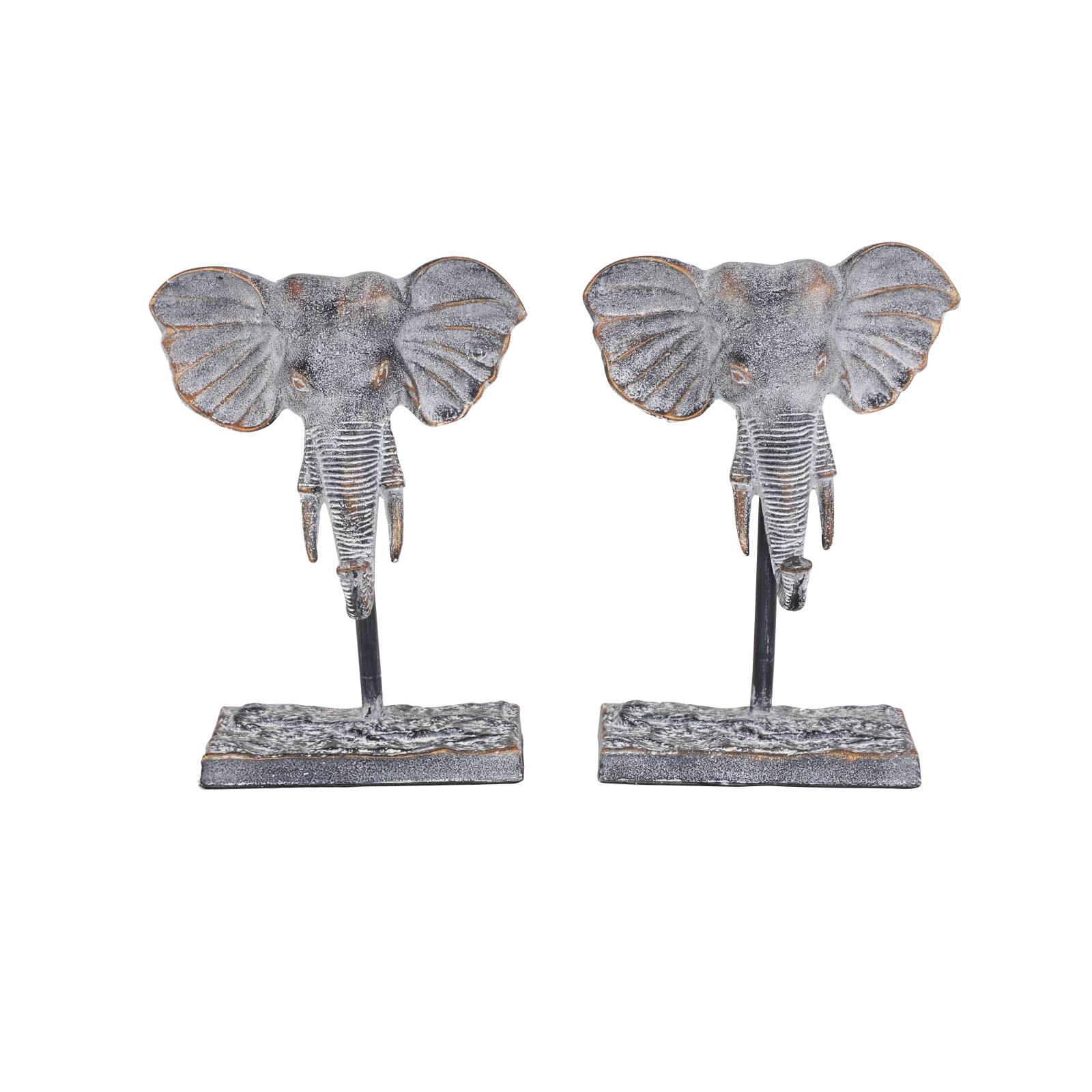 12" Gray Eclectic Elephant Sculptures, 2ct.