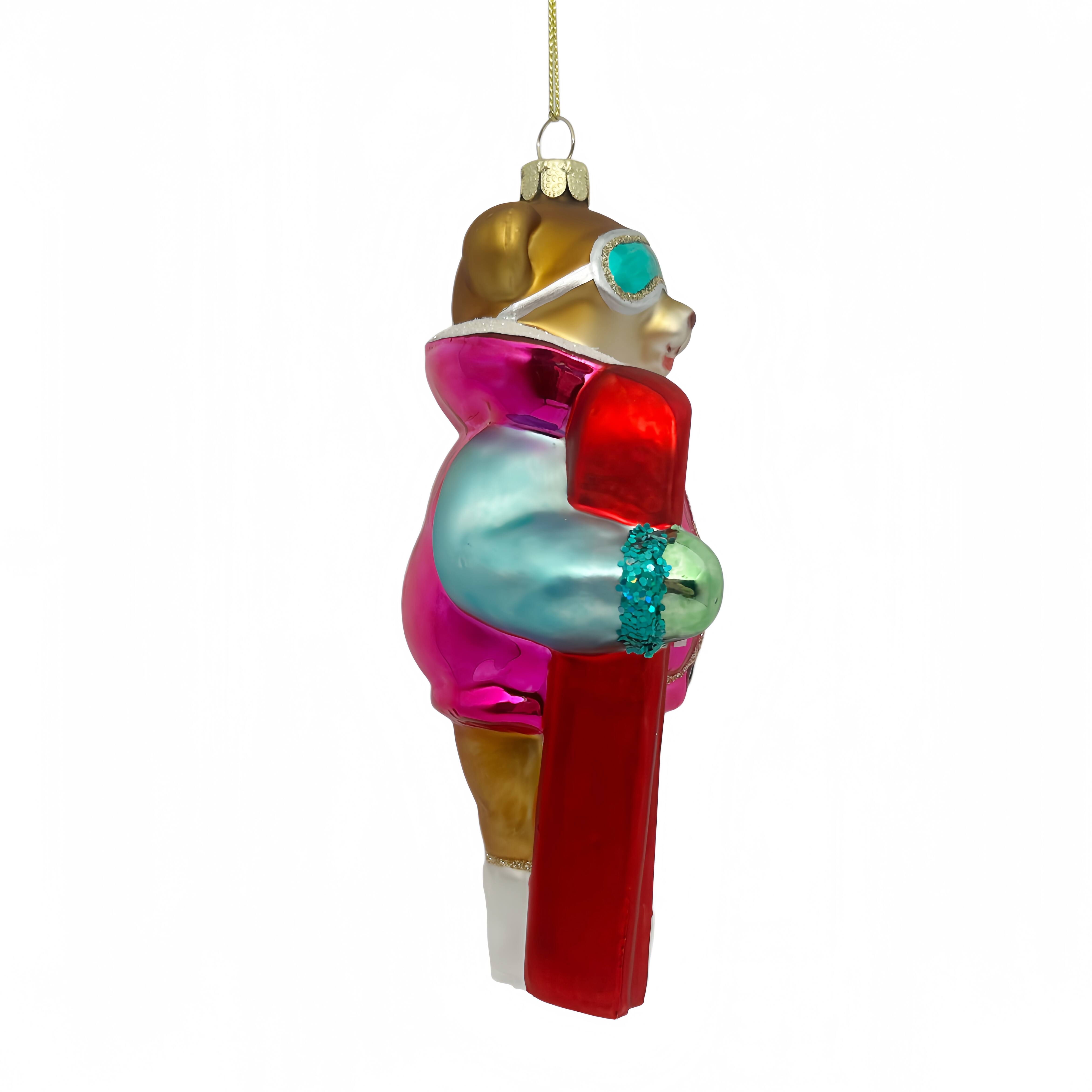 6" Ski Bear Glass Ornament by Ashland®