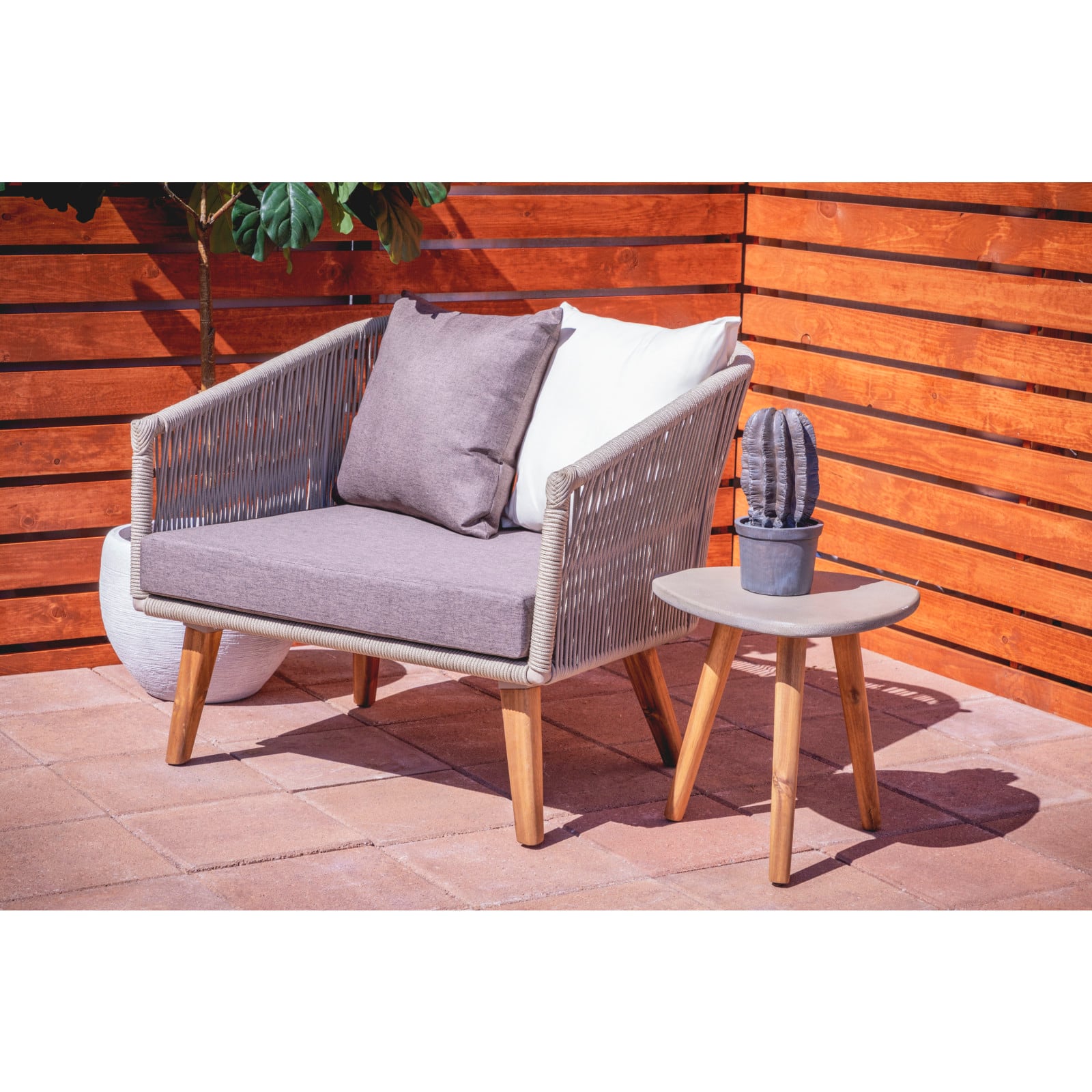 16" Gray Wood Modern Outdoor Accent Table