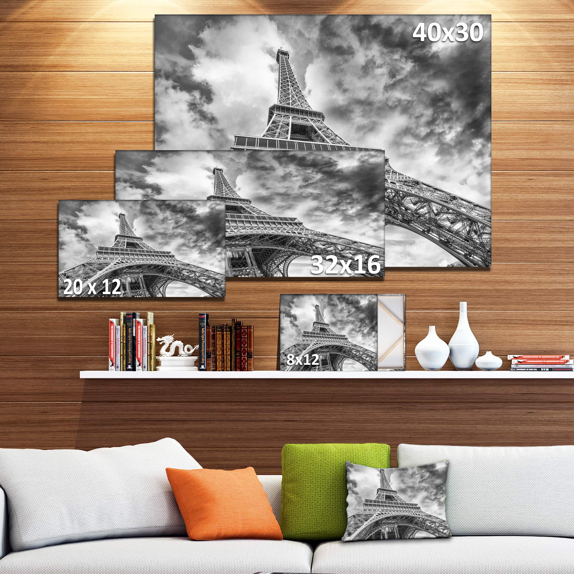 Designart - Black and White View of Paris Paris Eiffel Tower - Cityscape Canvas Print