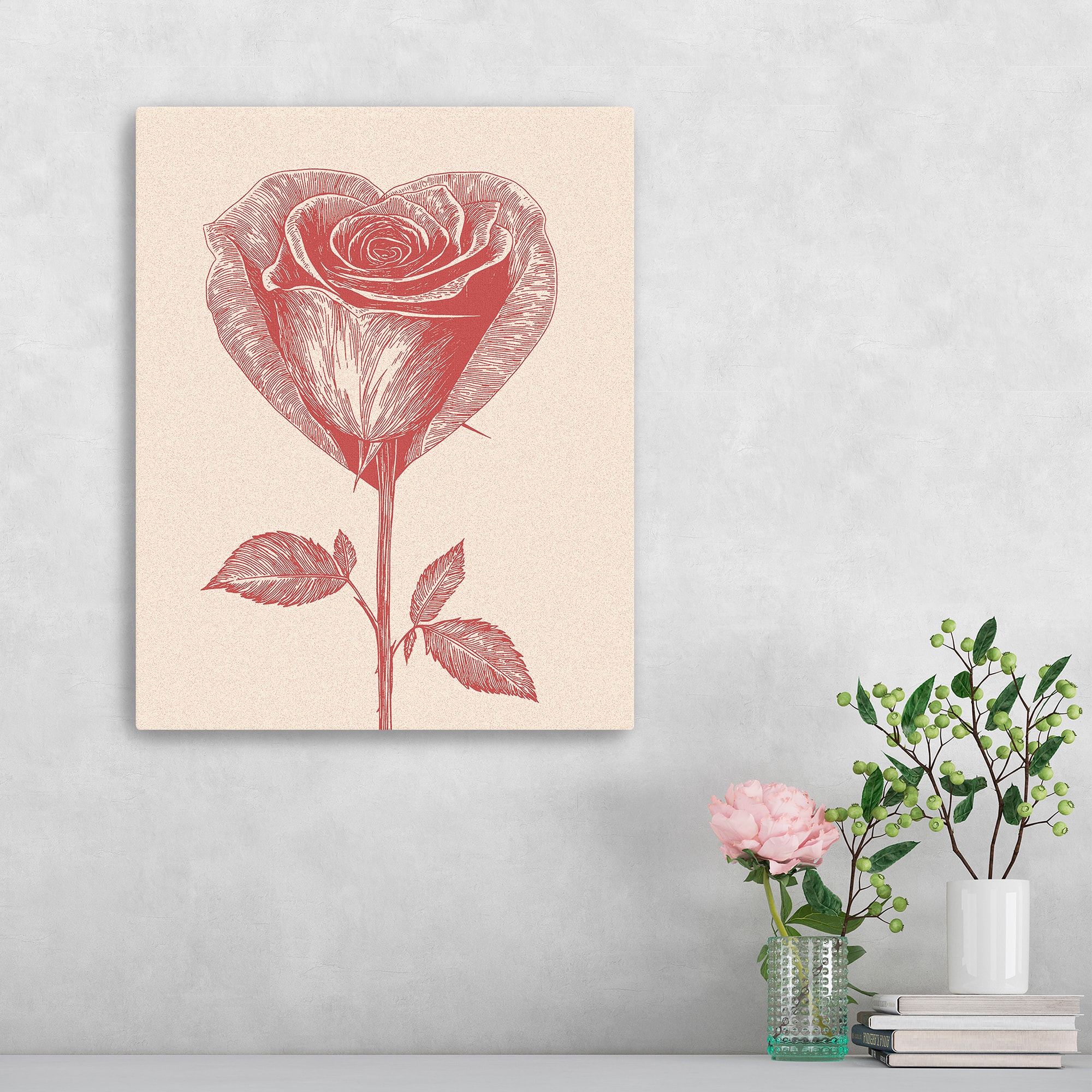 Heart Rose Canvas Giclée Art