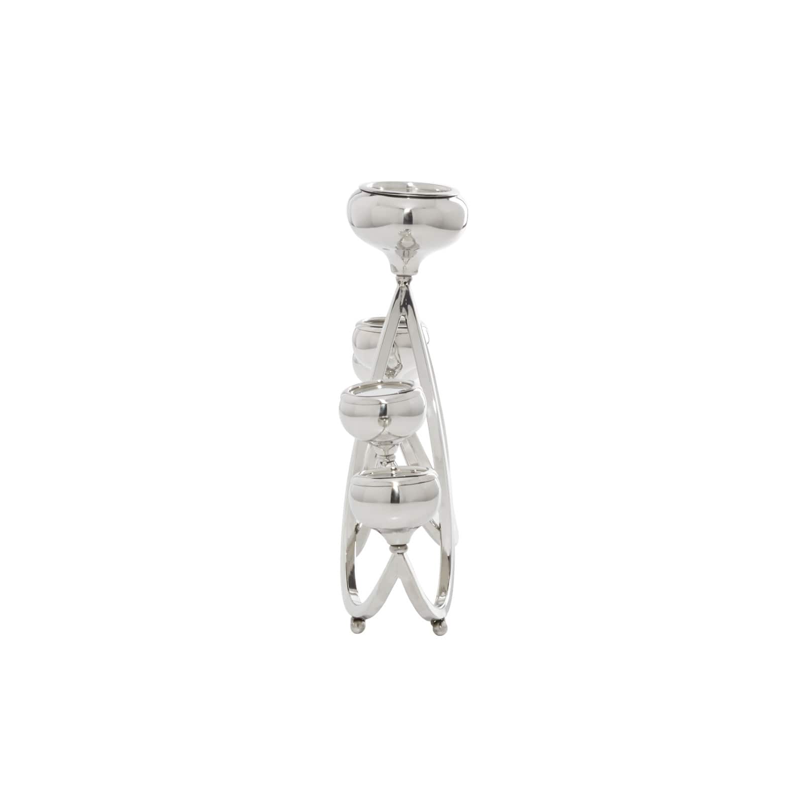 Silver Stainless Steel Candlestick Holders, 15x28x5"