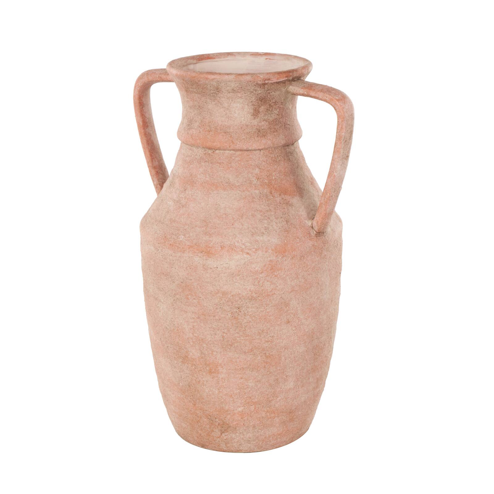 16" Pink Ceramic Antique Style Decorative Vase with Handles