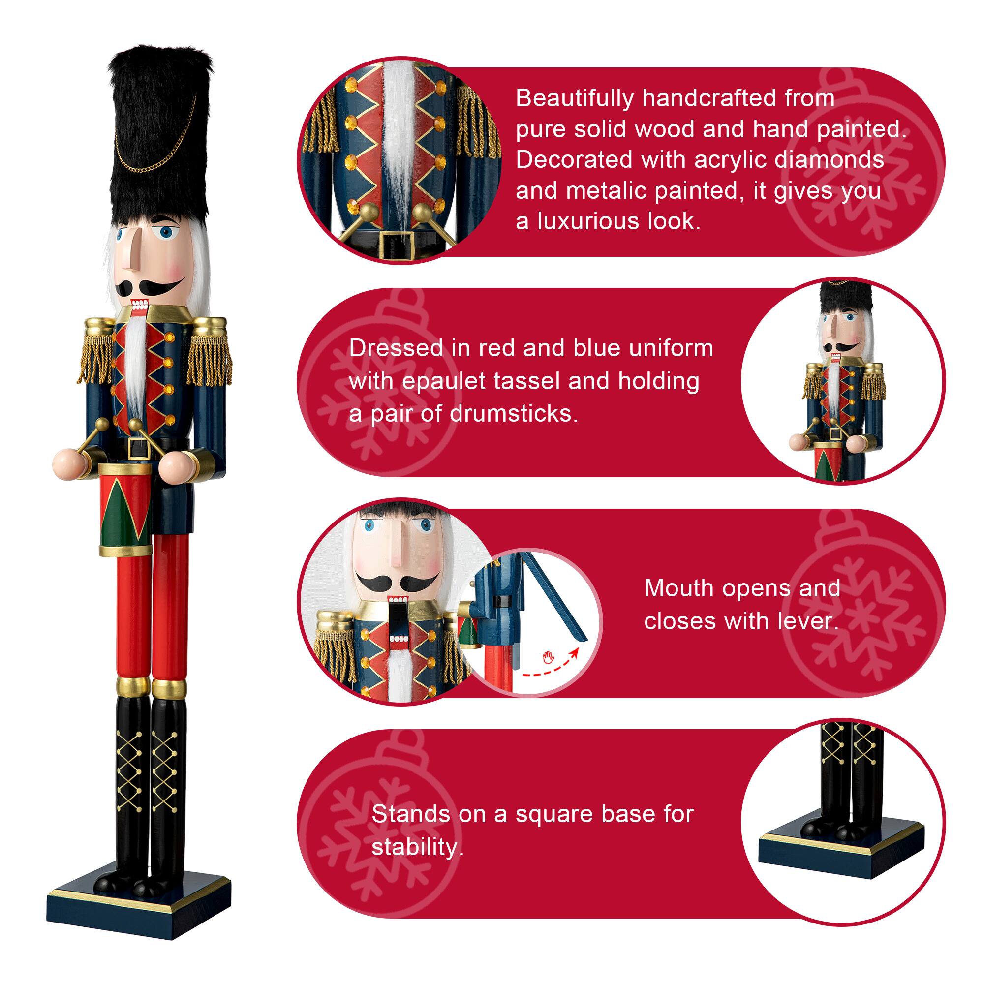 Glitzhome® 3ft. Wooden Christmas Drummer Nutcracker