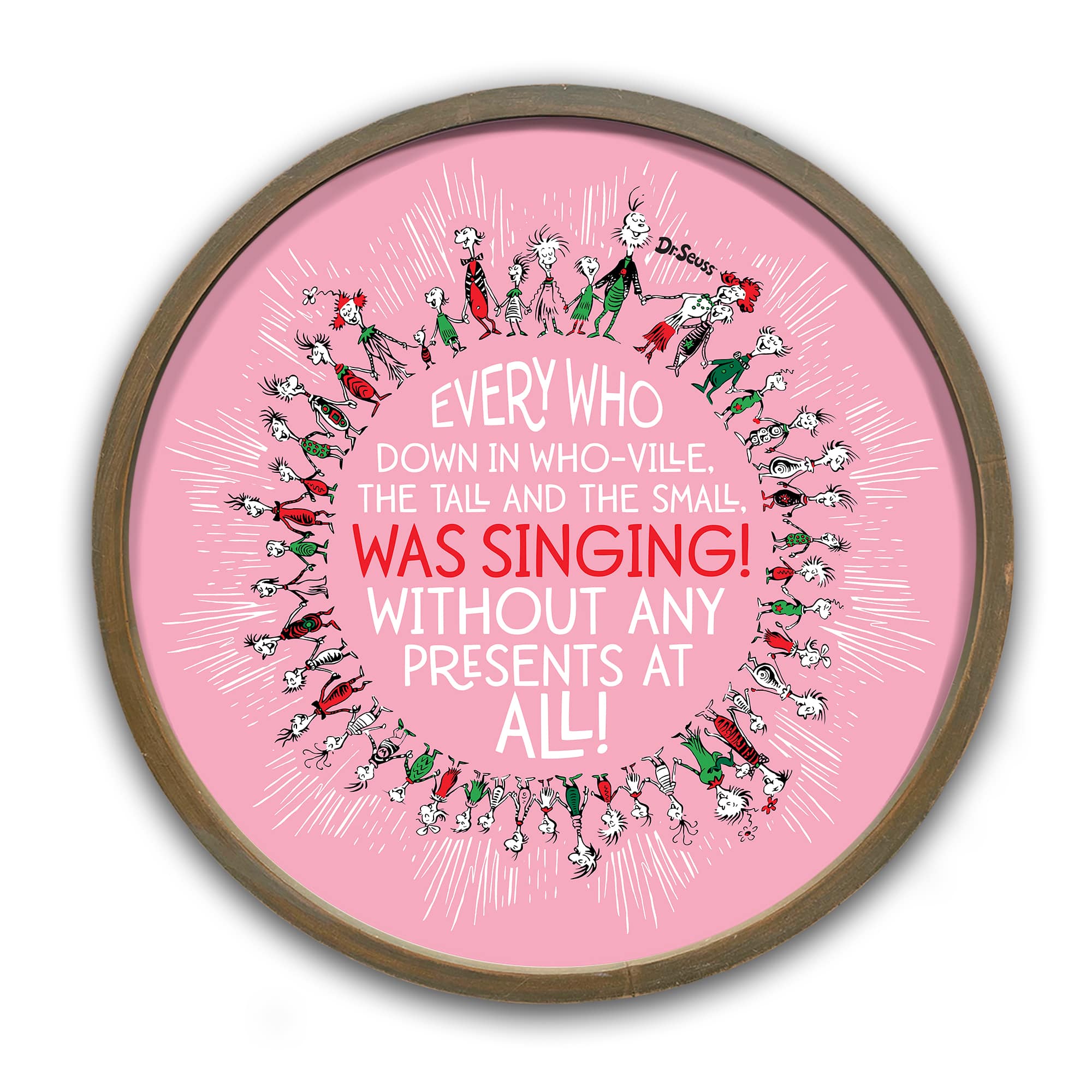 20" The Grinch Who Singing Circle Round Framed Print