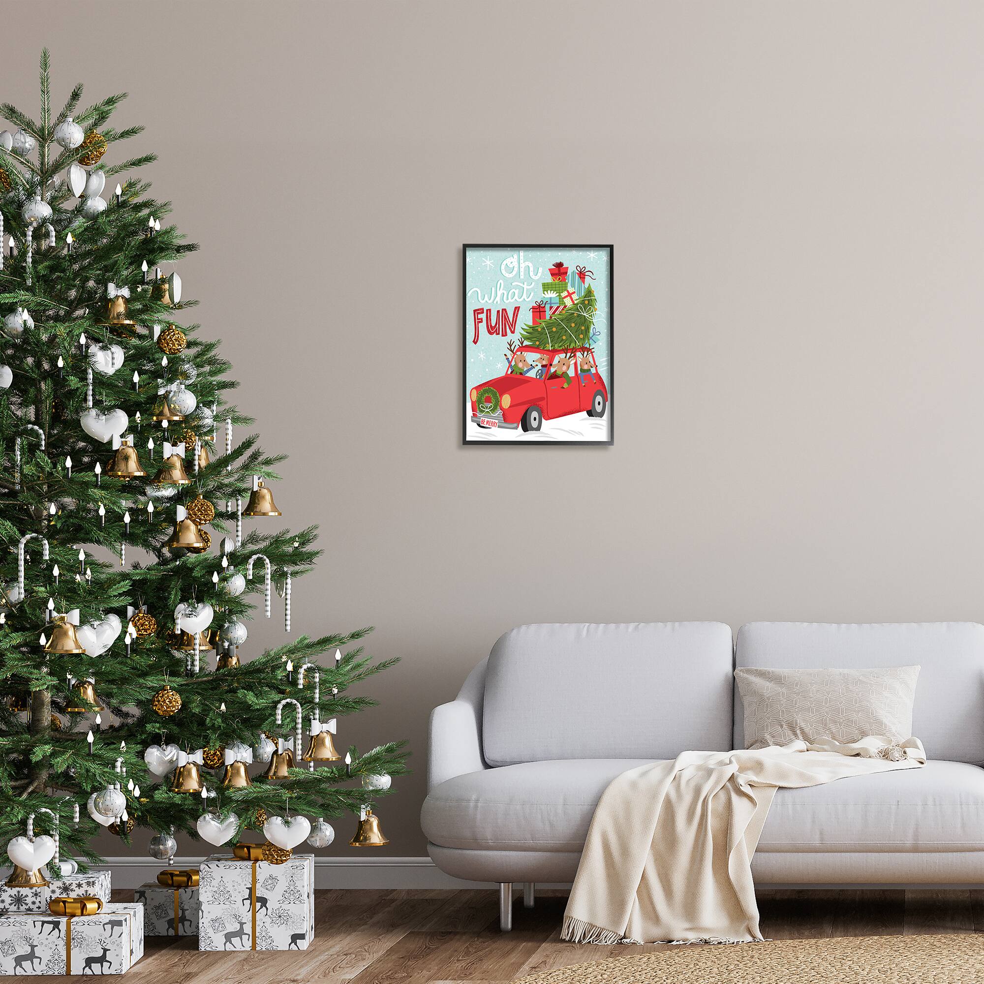 Stupell Industries Oh What Fun Holiday Car Framed Giclee Art