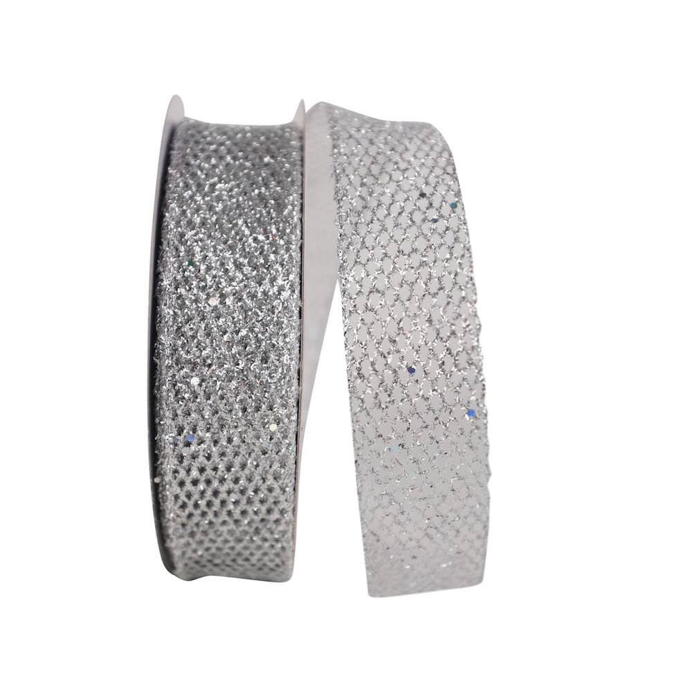 JAM Paper 1.5" x 25yd. Grand Net Glitter Wired Ribbon
